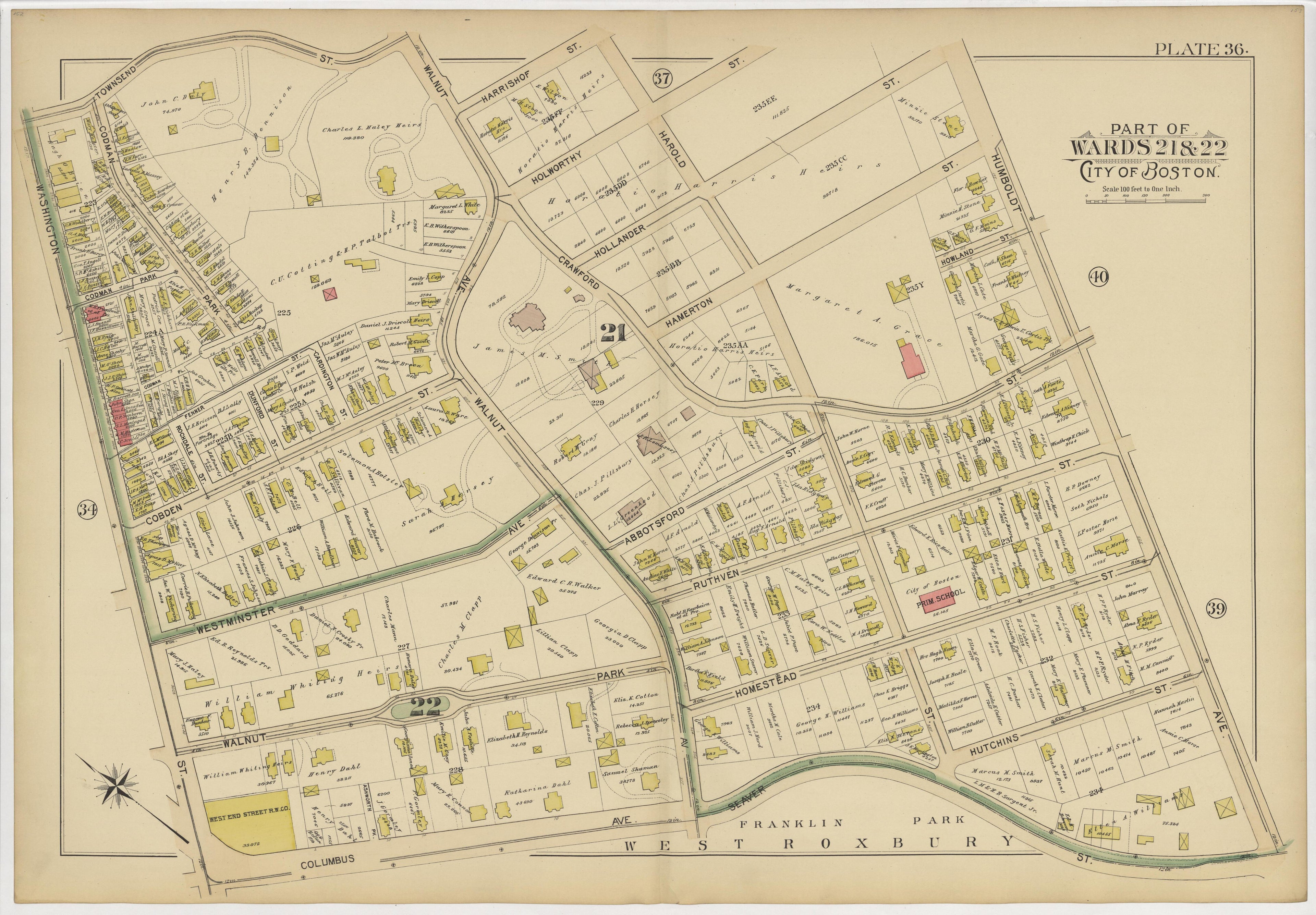 This old map of Boston, Massachusetts, Roxbury, , West Roxbury was created by Bromley, George Washington|Bromley, Walter Scott|G.W. Bromley & Co in 1895
