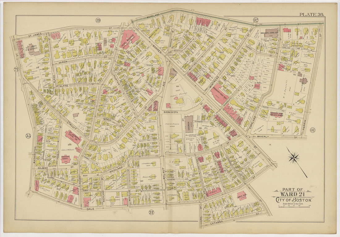 This old map of Boston, Massachusetts, Roxbury, , West Roxbury was created by Bromley, George Washington|Bromley, Walter Scott|G.W. Bromley & Co in 1895