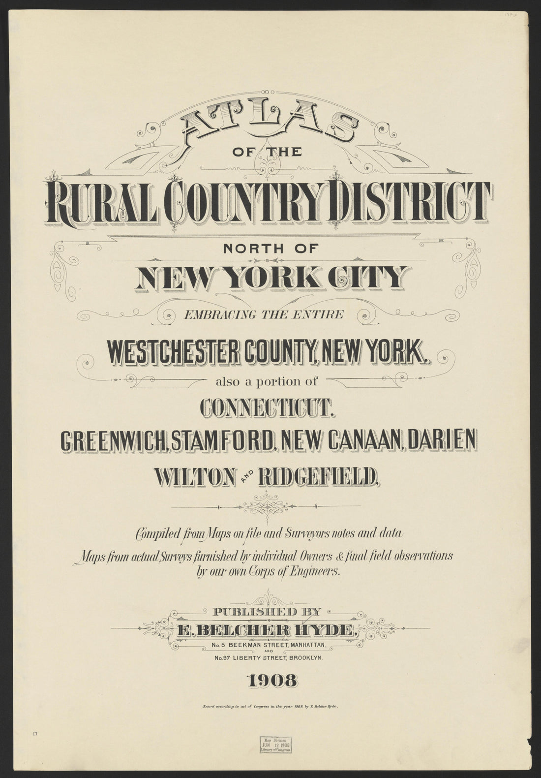 This old map of Connecticut, New York, , Westchester County was created by Hyde, E. Belcher in 1908