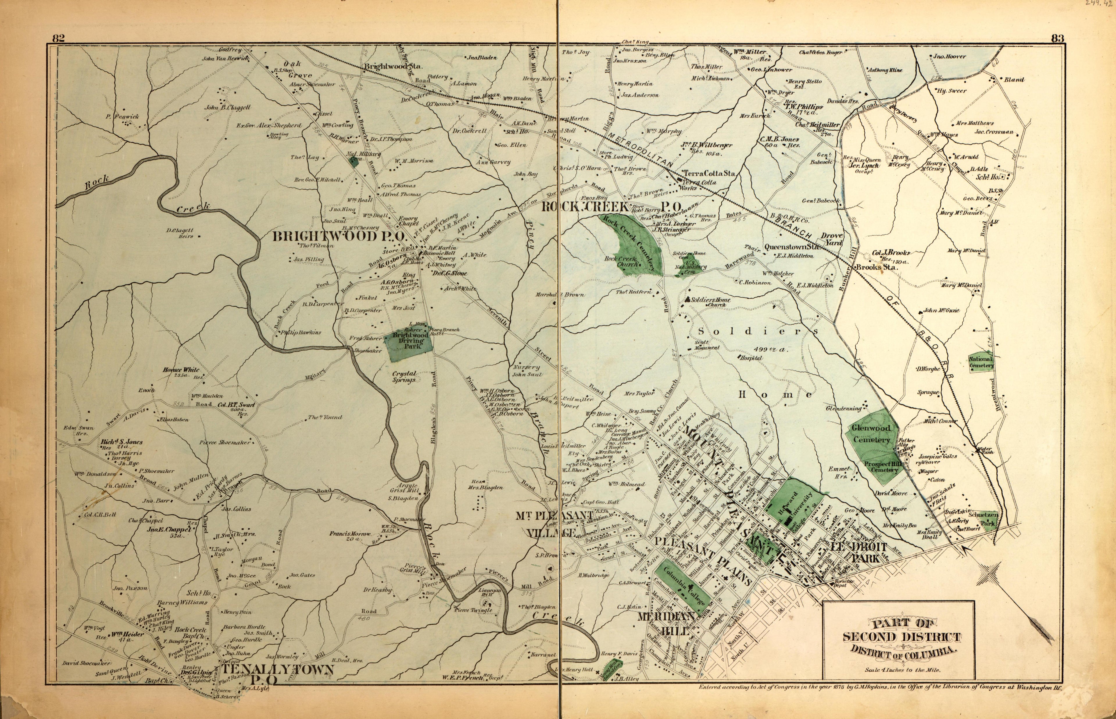 Part of Second Dist.of District of Columbia from Atlas of Fifteen Miles Around Washington, Including the County of Montgomery, Maryland 1879 by Relic Map Company