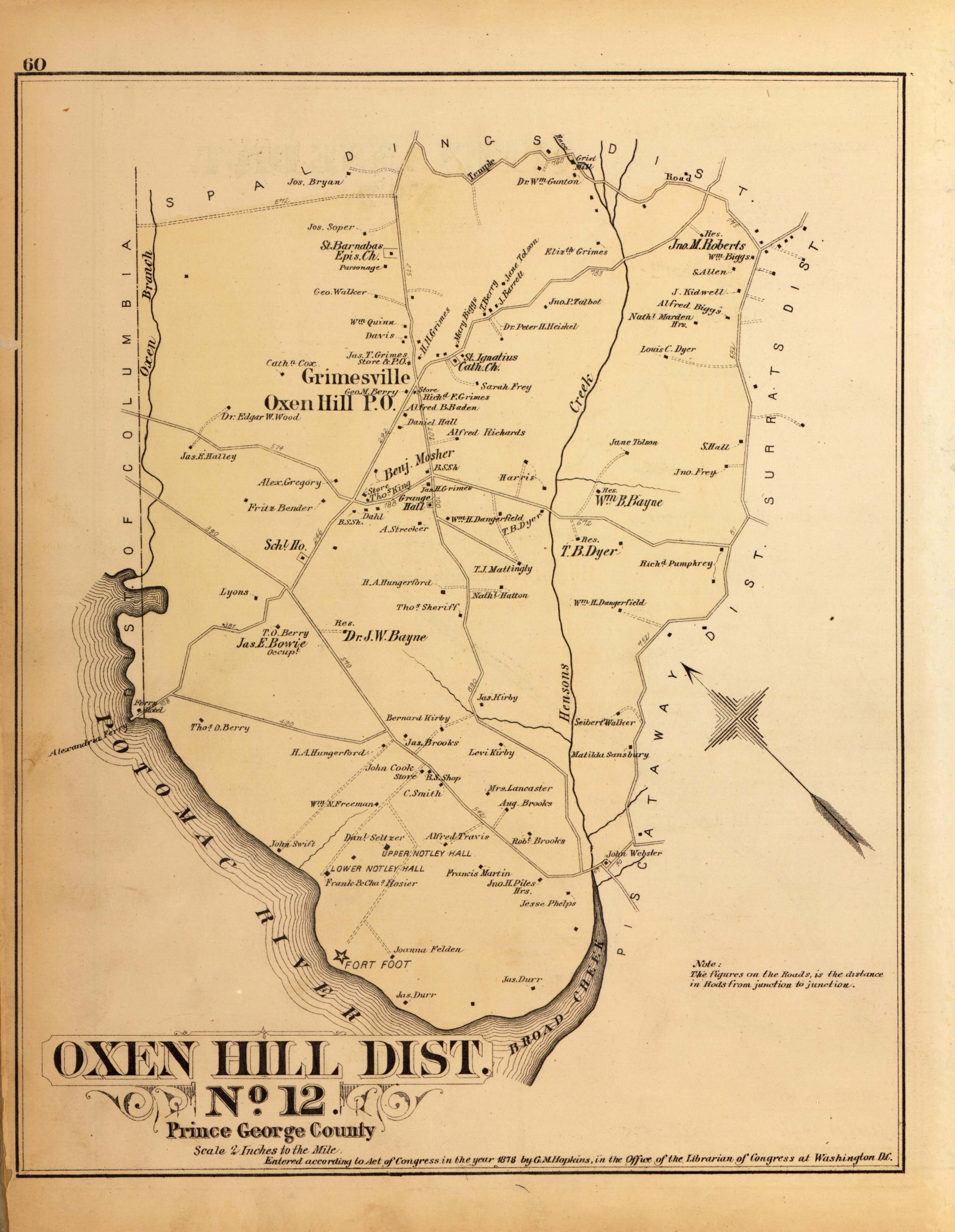 Oxen Hill Dist. No. 12 from Atlas of Fifteen Miles Around Washington, Including the County of Montgomery, Maryland 1879 by Relic Map Company