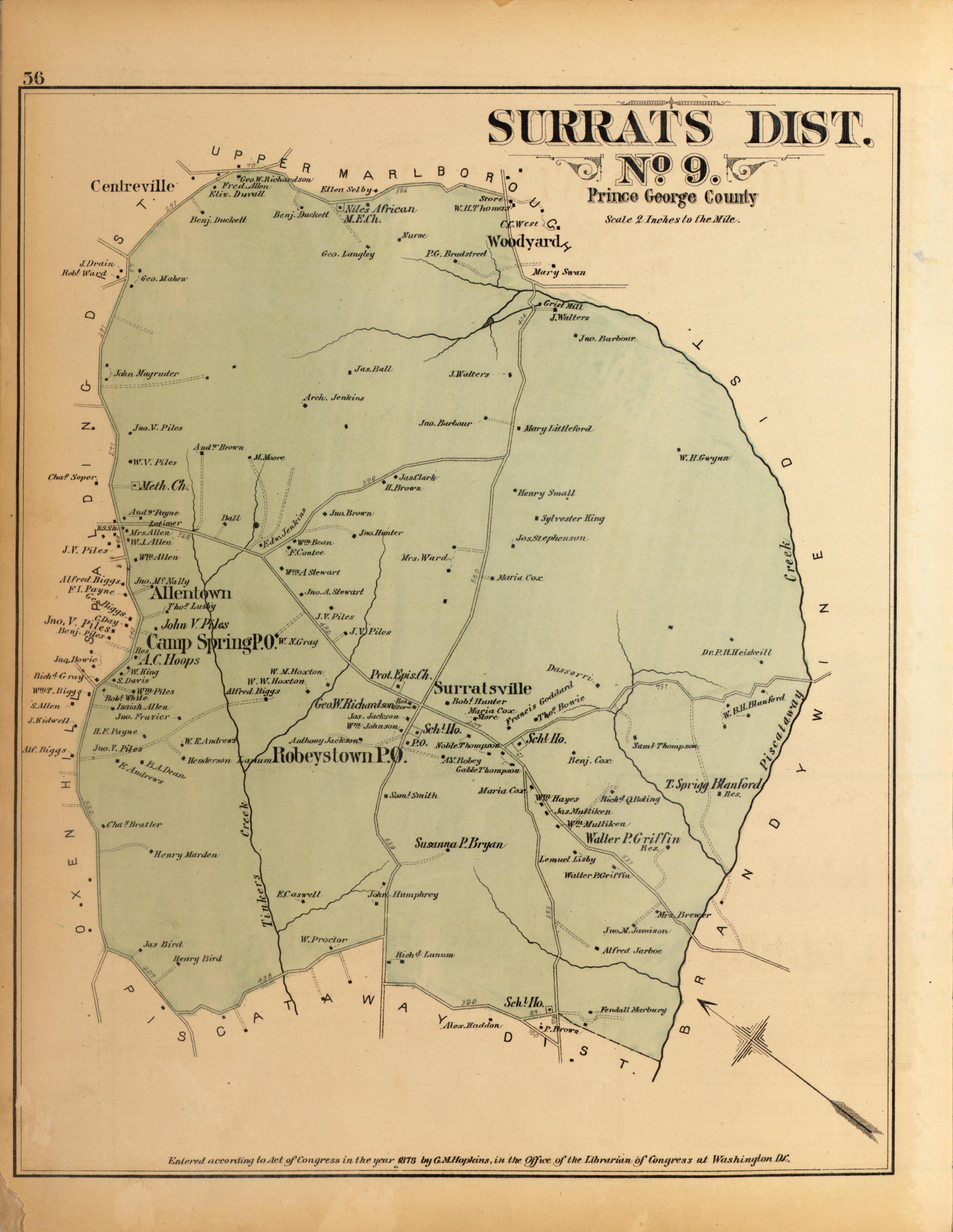 Surrats Dist. No. 9 from Atlas of Fifteen Miles Around Washington, Including the County of Montgomery, Maryland 1879 by Relic Map Company