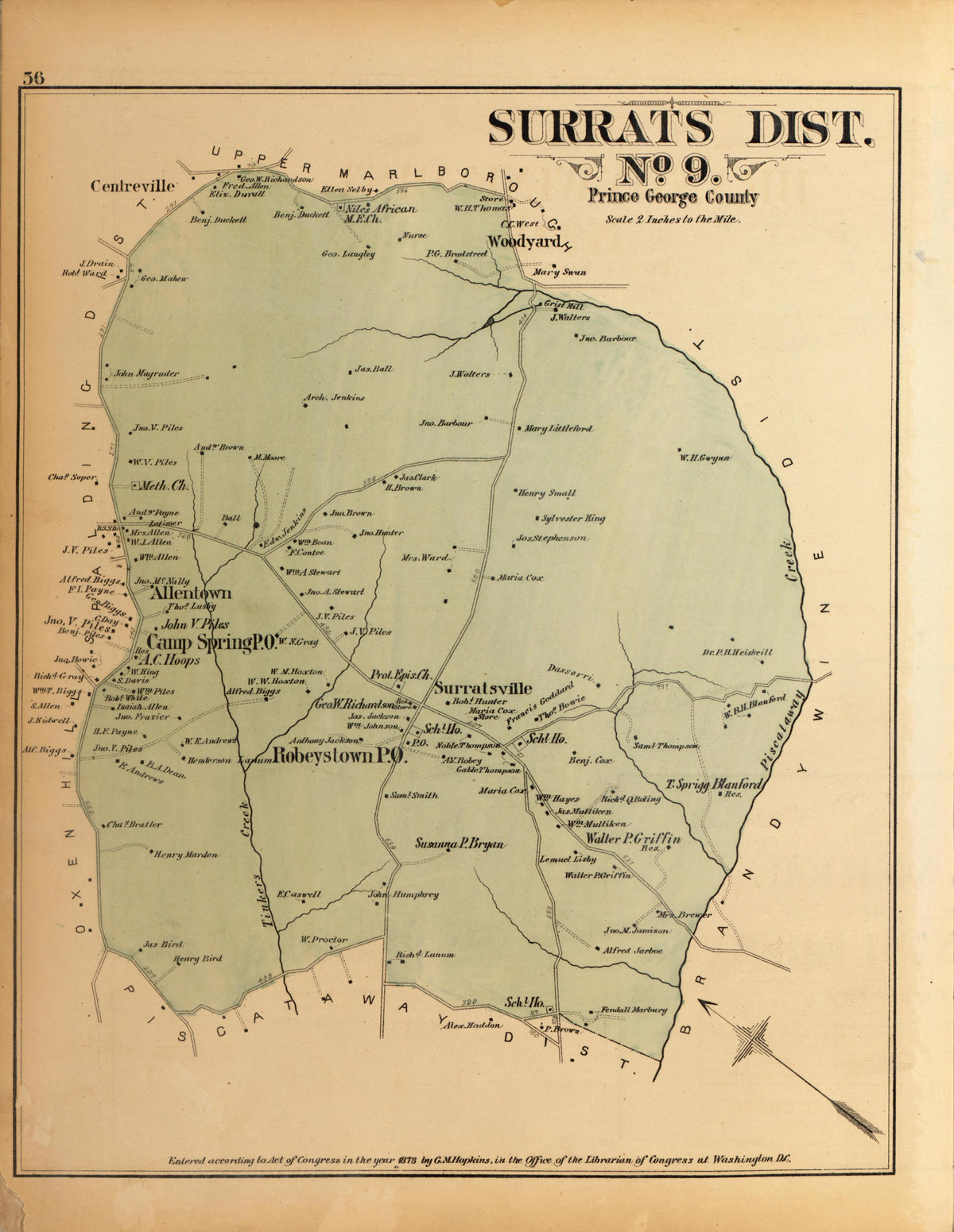 Surrats Dist. No. 9 from Atlas of Fifteen Miles Around Washington, Including the County of Montgomery, Maryland 1879 by Relic Map Company