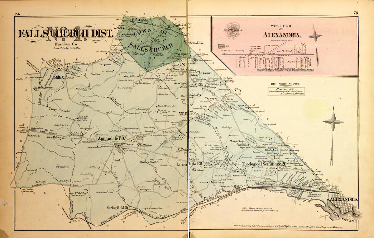 Falls Church Dist. No. 1 from Atlas of Fifteen Miles Around Washington, Including the County of Montgomery, Maryland 1879 by Relic Map Company