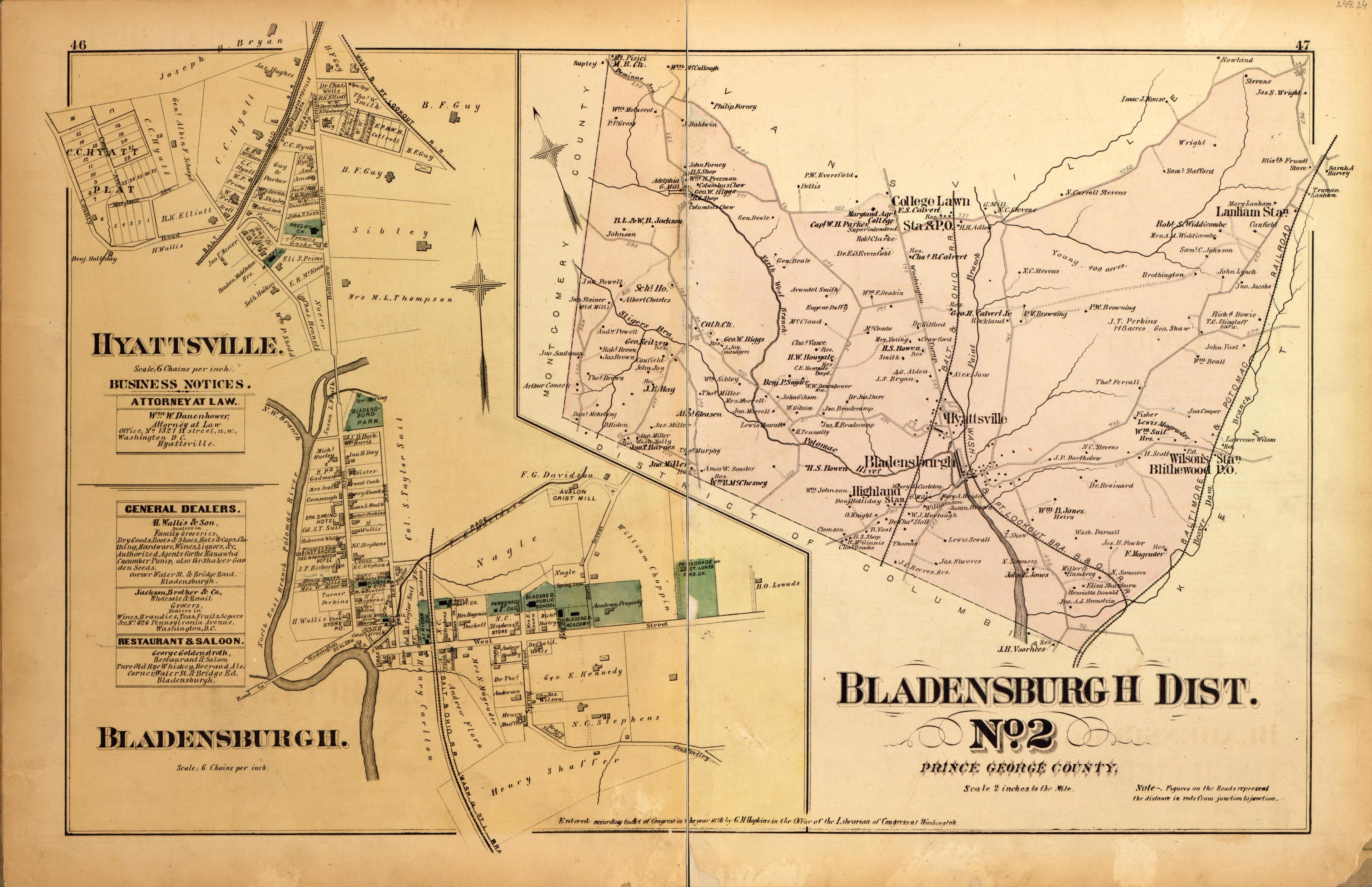 Bladensburgh Dist. No. 2 from Atlas of Fifteen Miles Around Washington, Including the County of Montgomery, Maryland 1879 by Relic Map Company