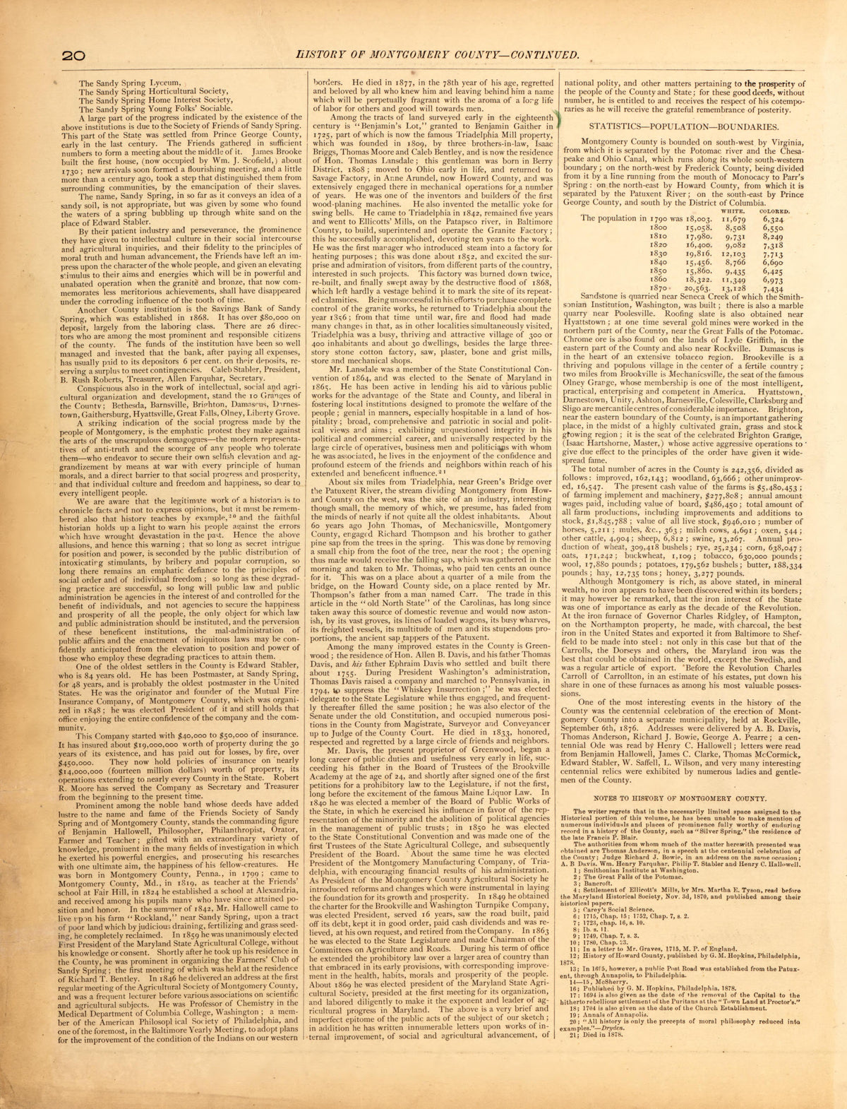 History of Montgomery County--continued from Atlas of Fifteen Miles Around Washington, Including the County of Montgomery, Maryland 1879 by Relic Map Company
