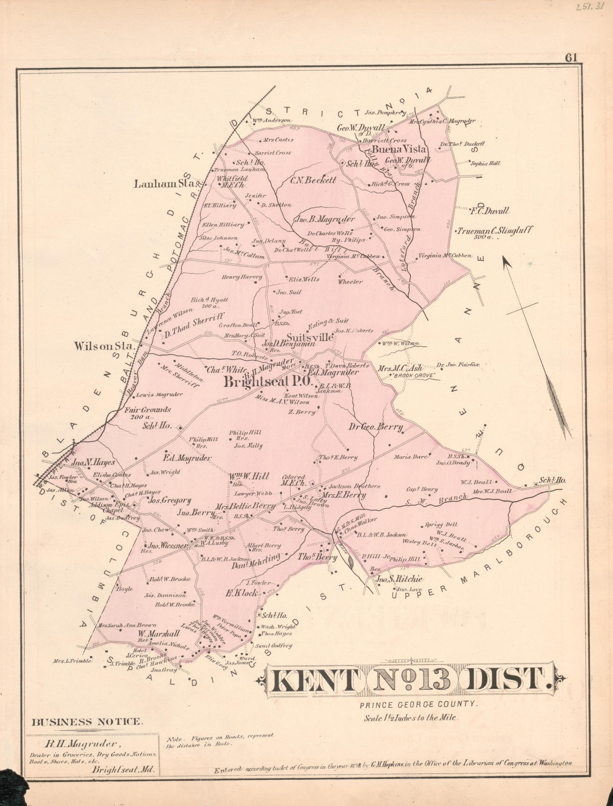 Image 39 of Atlas of Fifteen Miles Around Washington, Including the County of Prince George, Maryland from Atlas of Fifteen Miles Around Washington, Including the County of Prince George, Maryland 1878 by Relic Map Company