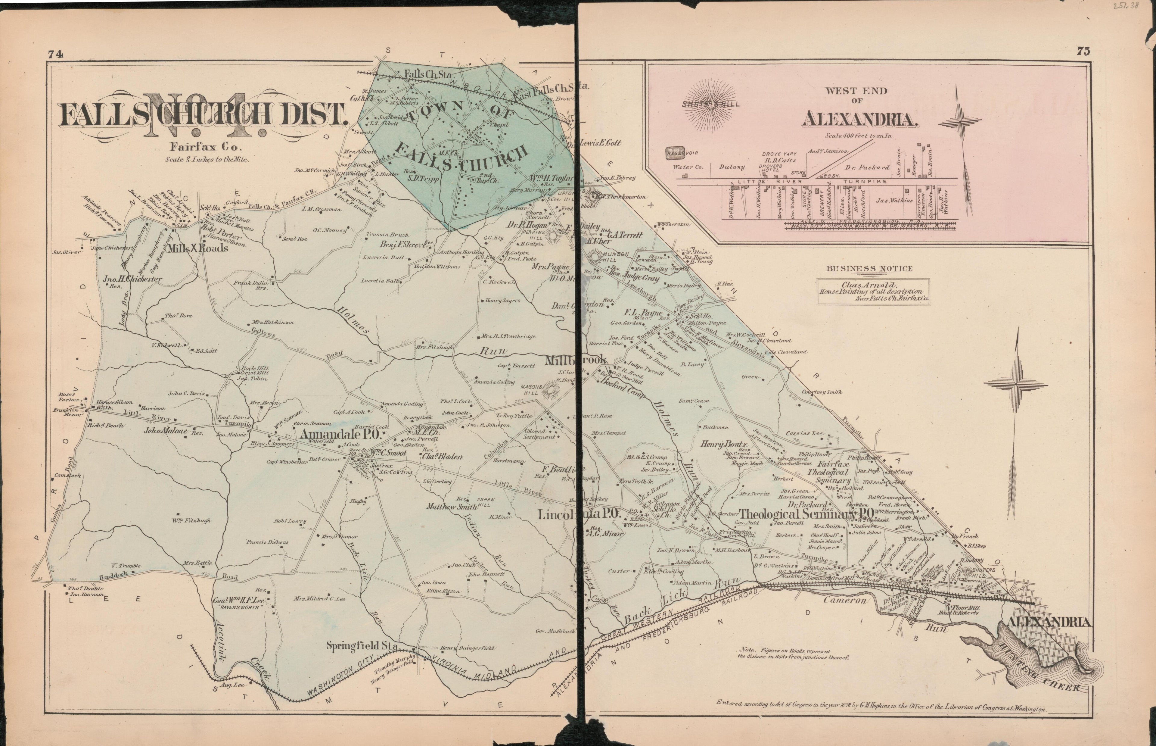 This old map of District of Columbia, Fairfax County, Maryland, Prince Georges County, , Virginia, Washington, Washington Metropolitan Area was created by Hopkins, Griffith Morgan in 1878