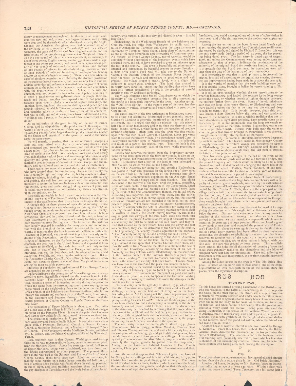 Image 6 of Atlas of Fifteen Miles Around Washington, Including the County of Prince George, Maryland from Atlas of Fifteen Miles Around Washington, Including the County of Prince George, Maryland 1878 by Relic Map Company