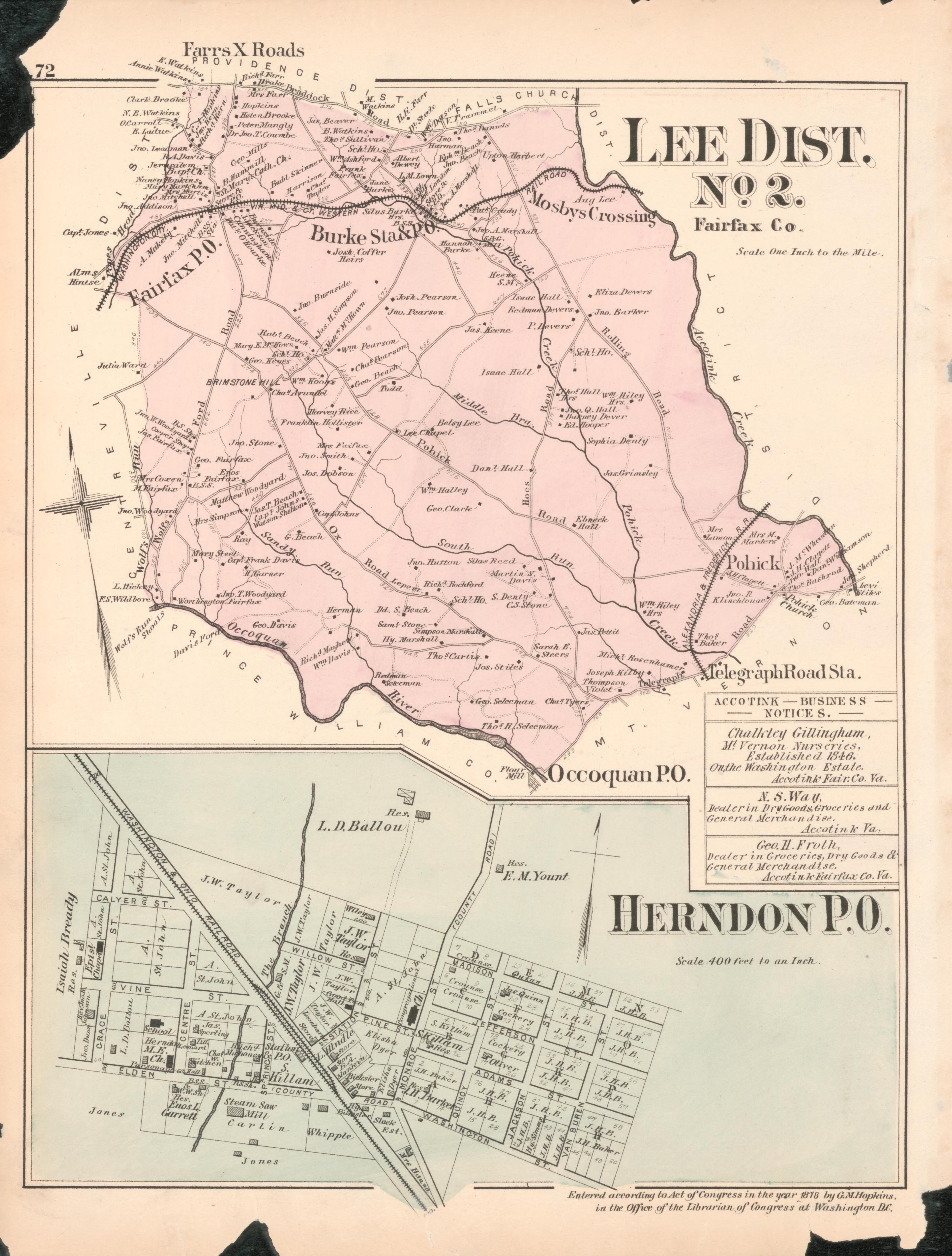 This old map of District of Columbia, Fairfax County, Maryland, Prince Georges County, , Virginia, Washington, Washington Metropolitan Area was created by Hopkins, Griffith Morgan in 1878