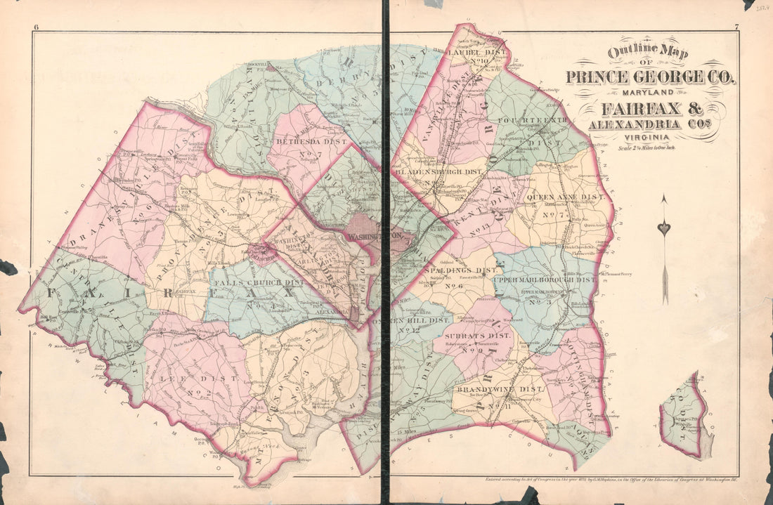 This old map of District of Columbia, Fairfax County, Maryland, Prince Georges County, , Virginia, Washington, Washington Metropolitan Area was created by Hopkins, Griffith Morgan in 1878