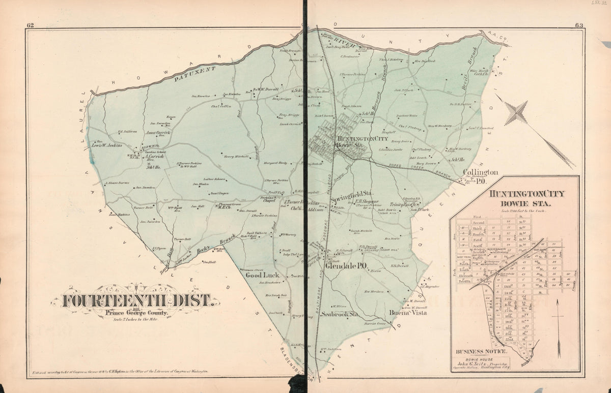 Image 40 of Atlas of Fifteen Miles Around Washington, Including the County of Prince George, Maryland from Atlas of Fifteen Miles Around Washington, Including the County of Prince George, Maryland 1878 by Relic Map Company