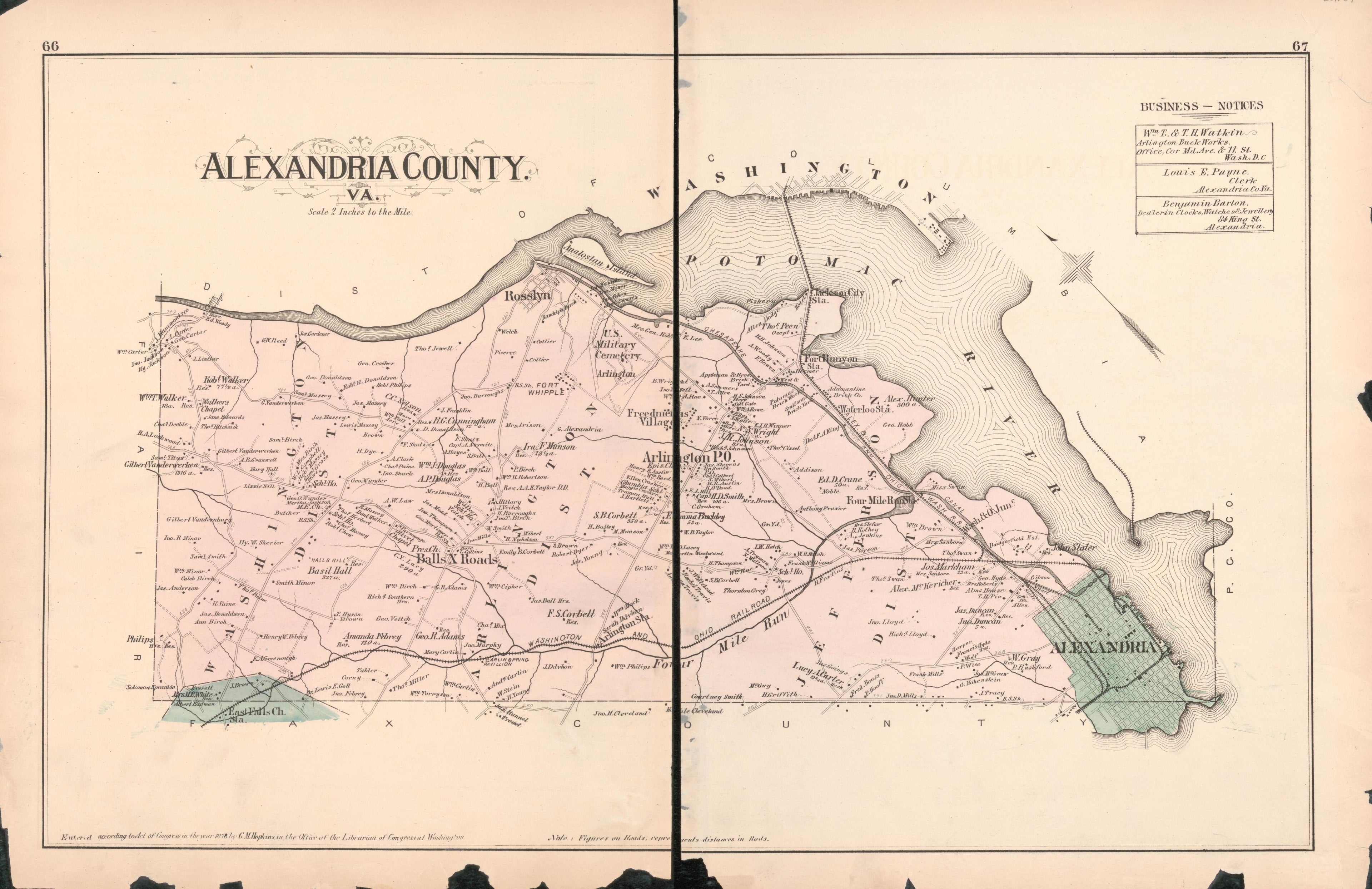 This old map of District of Columbia, Fairfax County, Maryland, Prince Georges County, , Virginia, Washington, Washington Metropolitan Area was created by Hopkins, Griffith Morgan in 1878