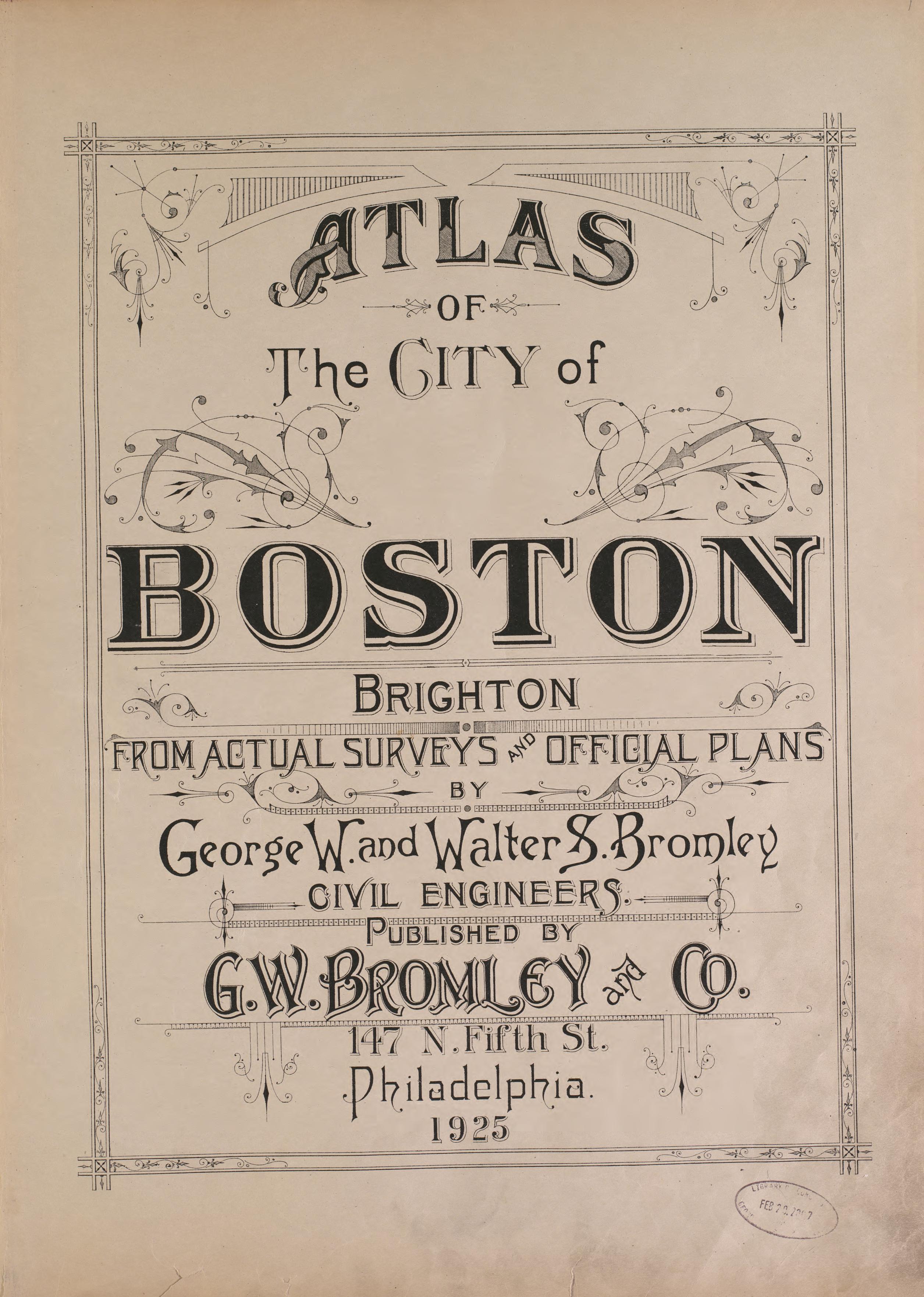 This old map of Boston, Brighton, Massachusetts, was created by Bromley, George Washington|Bromley, Walter Scott|G.W. Bromley & Co in 1925