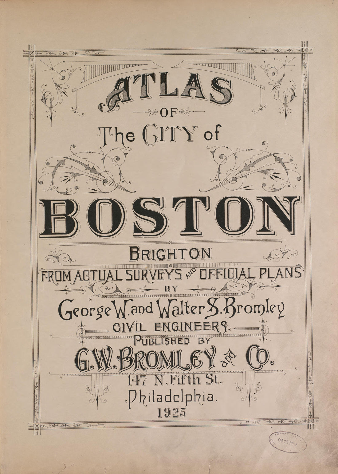 This old map of Boston, Brighton, Massachusetts, was created by Bromley, George Washington|Bromley, Walter Scott|G.W. Bromley & Co in 1925