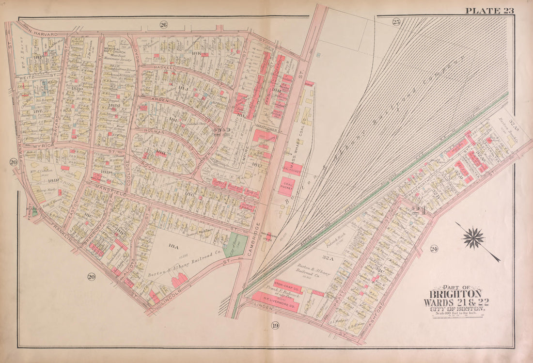 This old map of Boston, Brighton, Massachusetts, was created by Bromley, George Washington|Bromley, Walter Scott|G.W. Bromley & Co in 1925