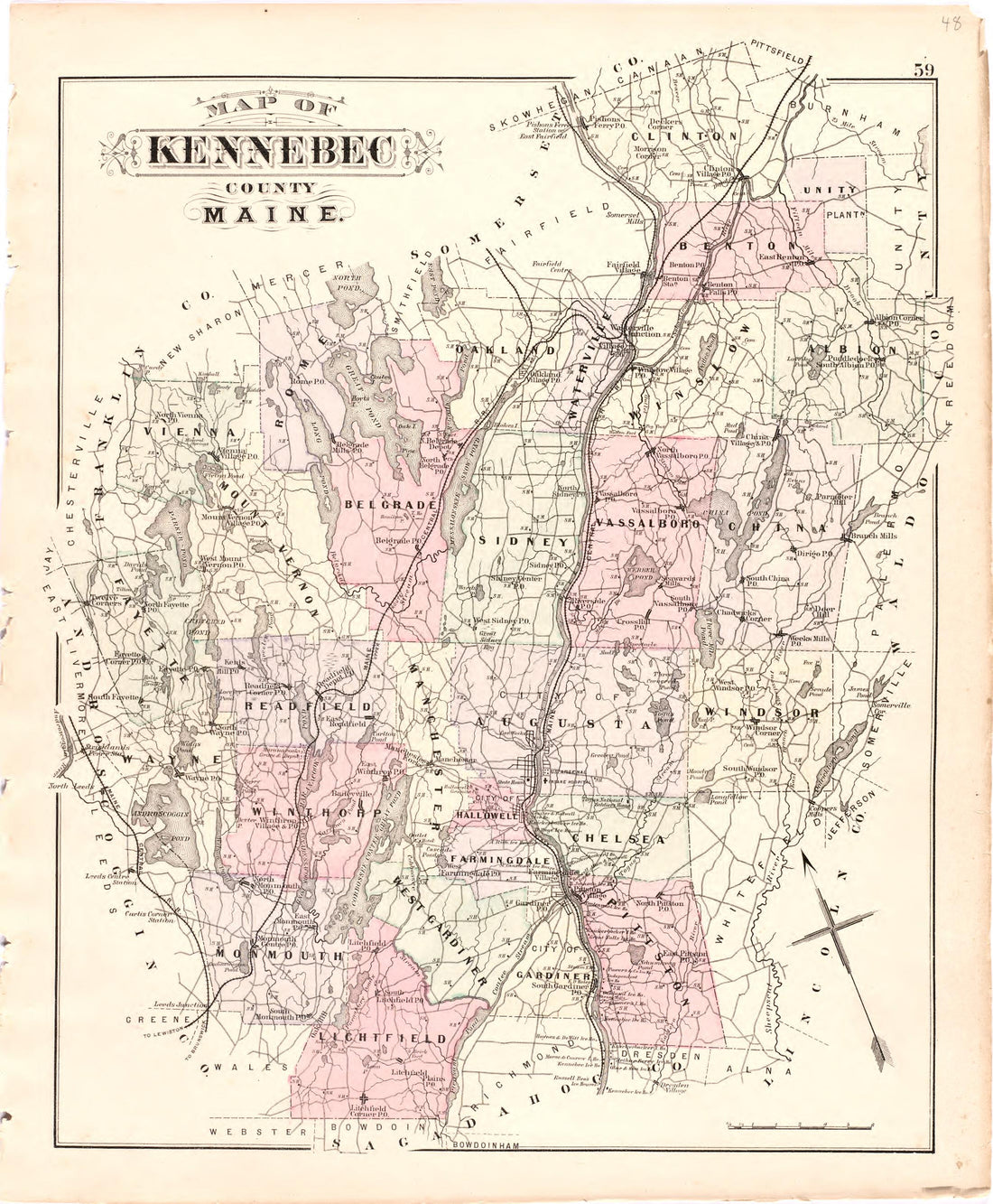 This old map of Maine, was created by Bourquin, F. (Frederick)|Bracher, Wm. (William)|Colby & Stuart|George N. Colby & Co in 1887