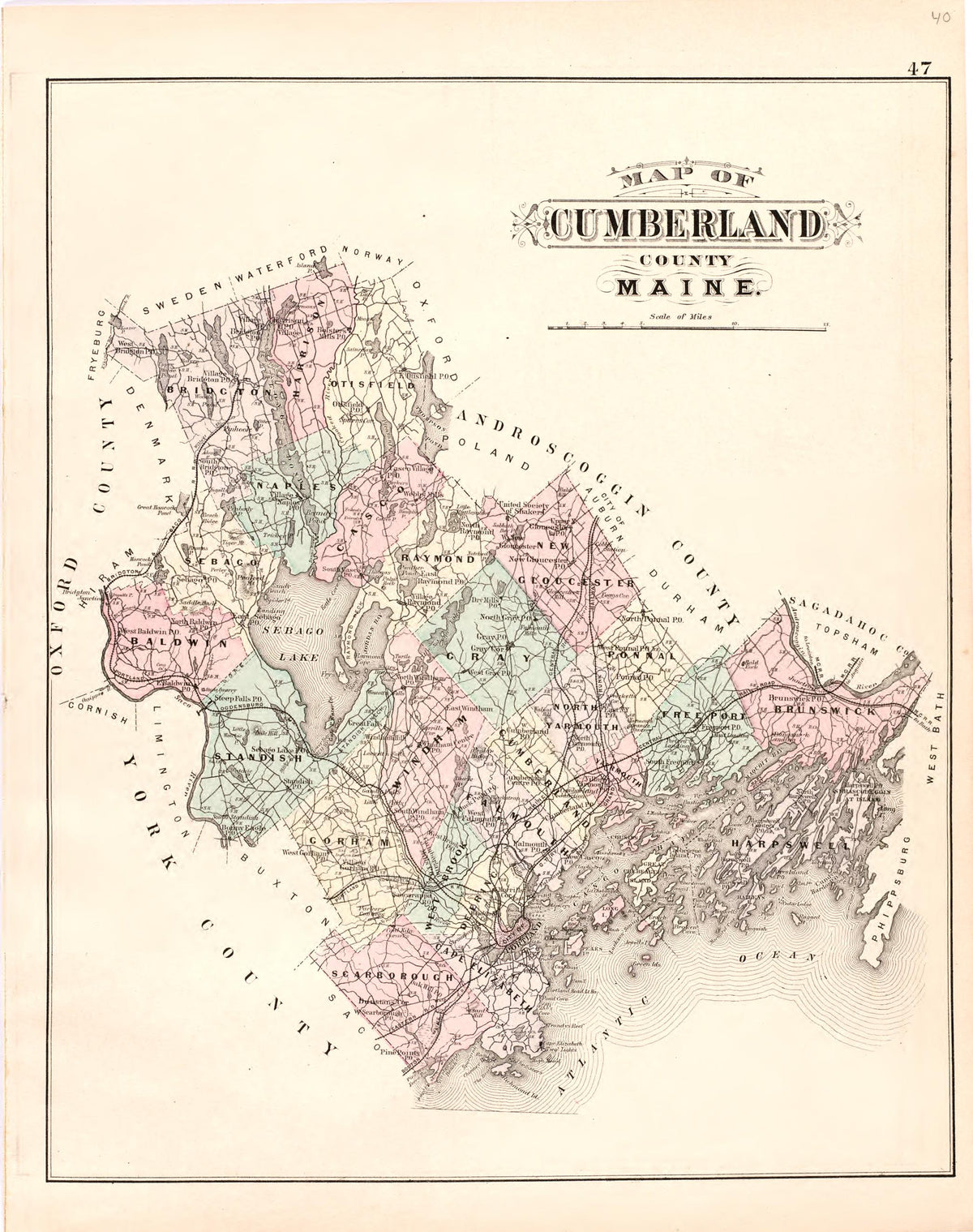 Map of Cumberland County Maine from Colby&