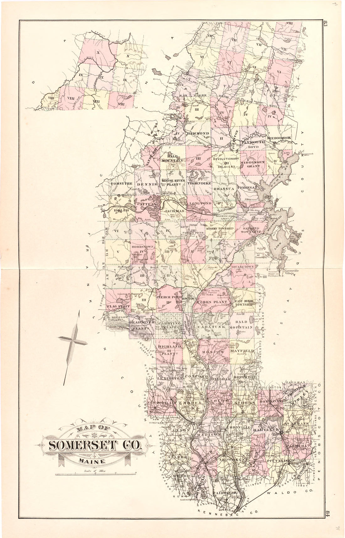This old map of Maine, was created by Bourquin, F. (Frederick)|Bracher, Wm. (William)|Colby & Stuart|George N. Colby & Co in 1887