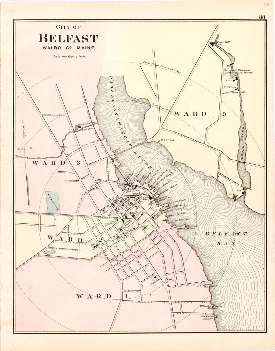 This old map of Maine, was created by Bourquin, F. (Frederick)|Bracher, Wm. (William)|Colby & Stuart|George N. Colby & Co in 1887