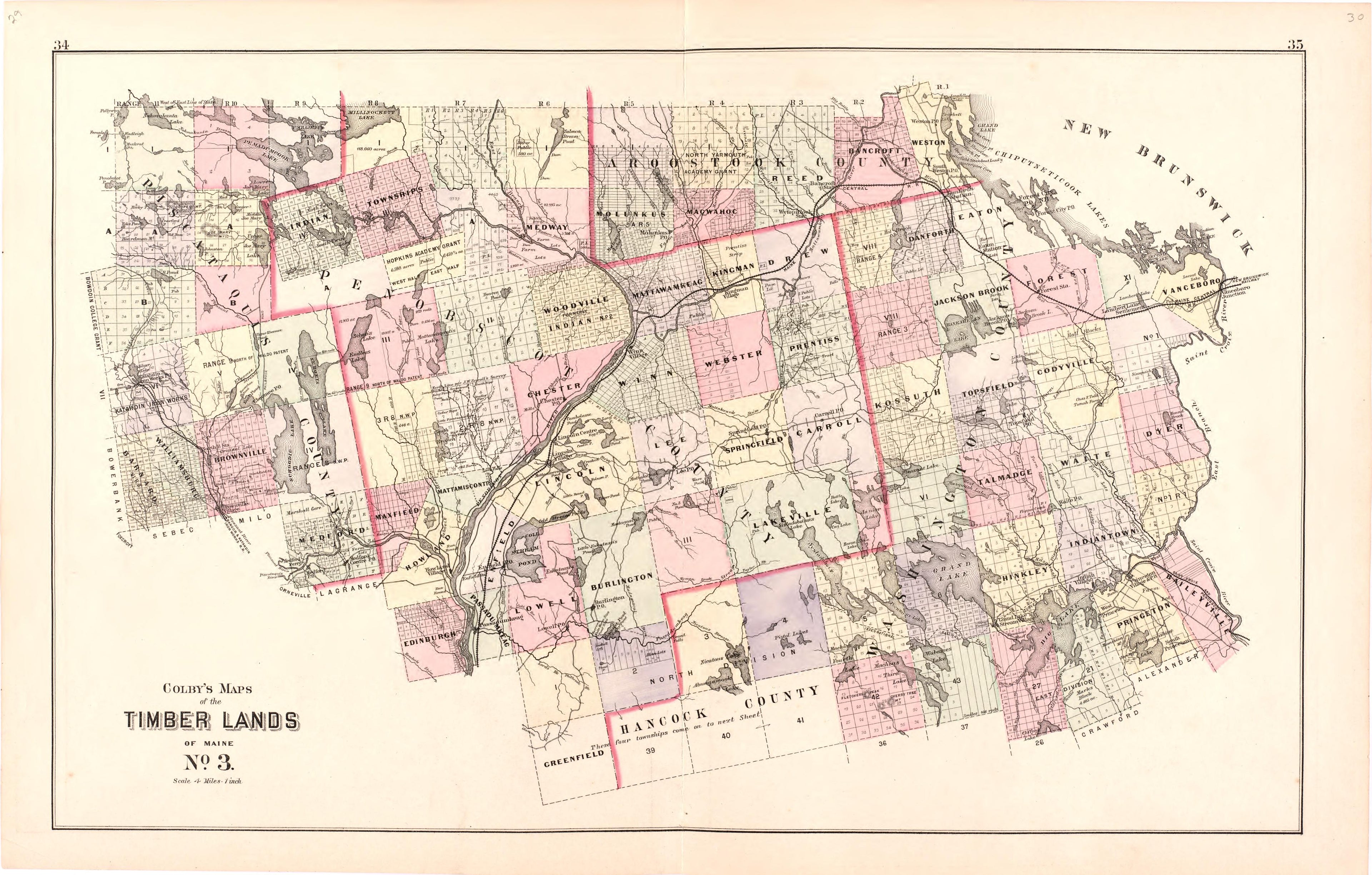 This old map of Maine, was created by Bourquin, F. (Frederick)|Bracher, Wm. (William)|Colby & Stuart|George N. Colby & Co in 1887