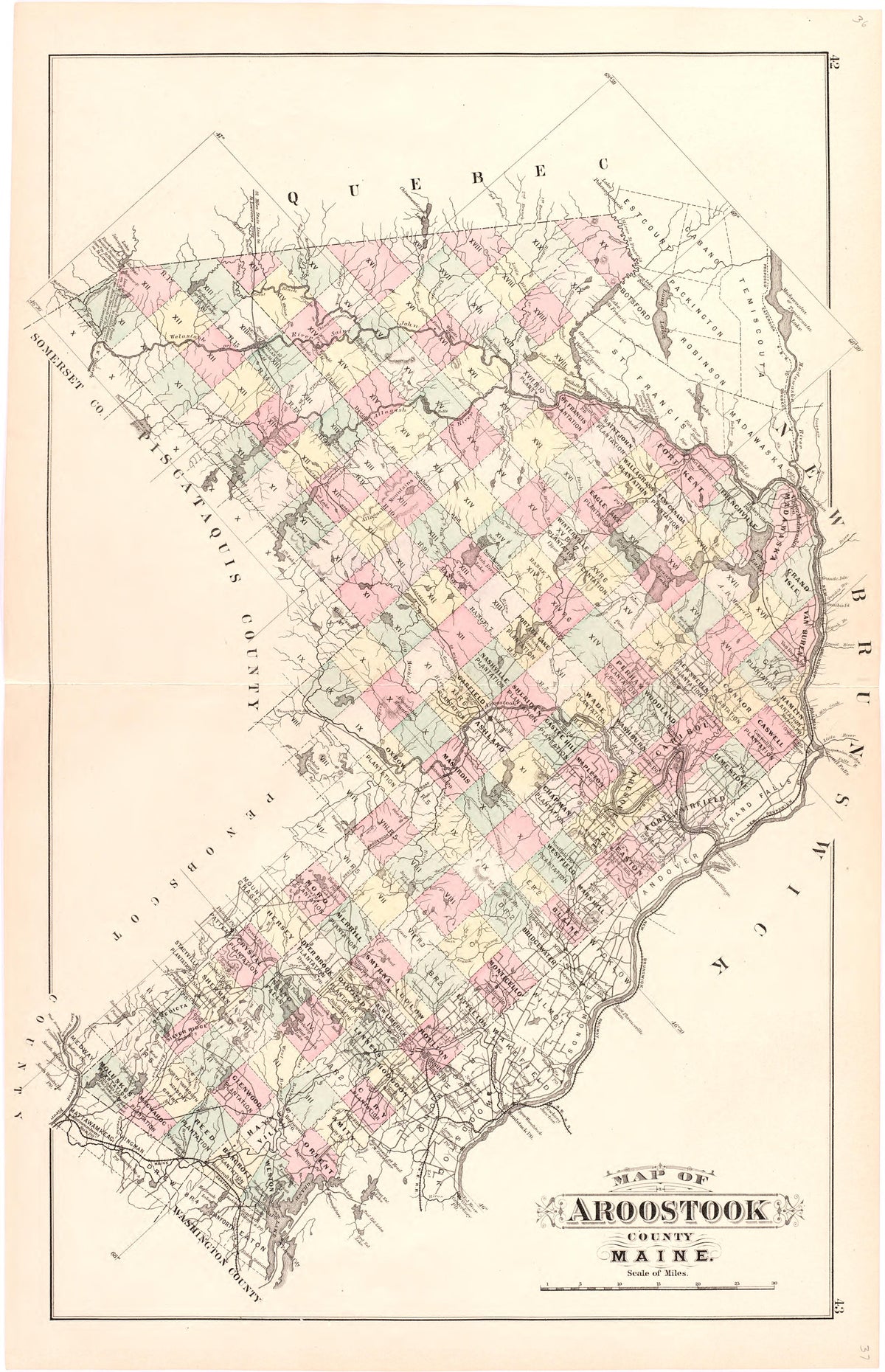 Map of Aroostook County Maine from Colby&