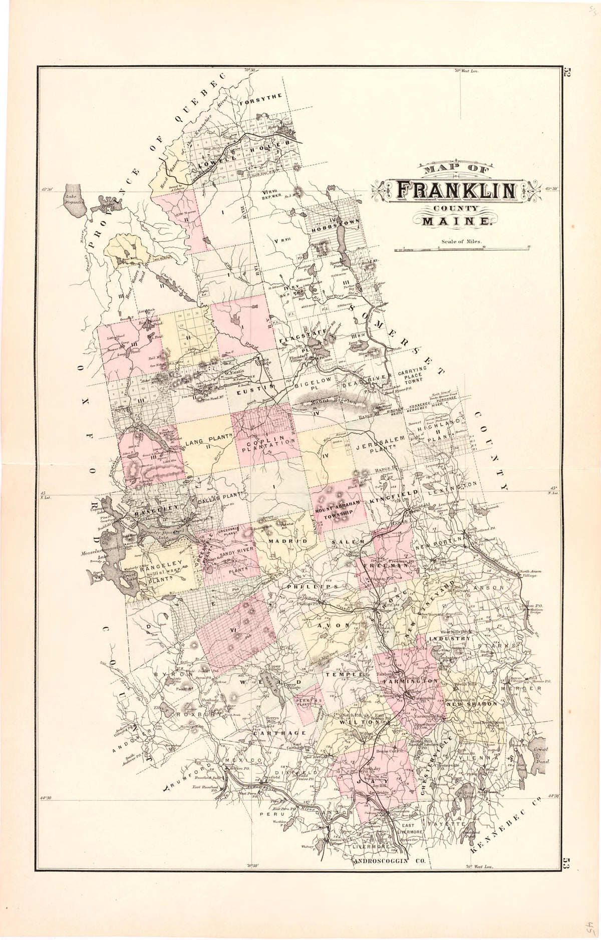 Map of Franklin County Maine from Colby&