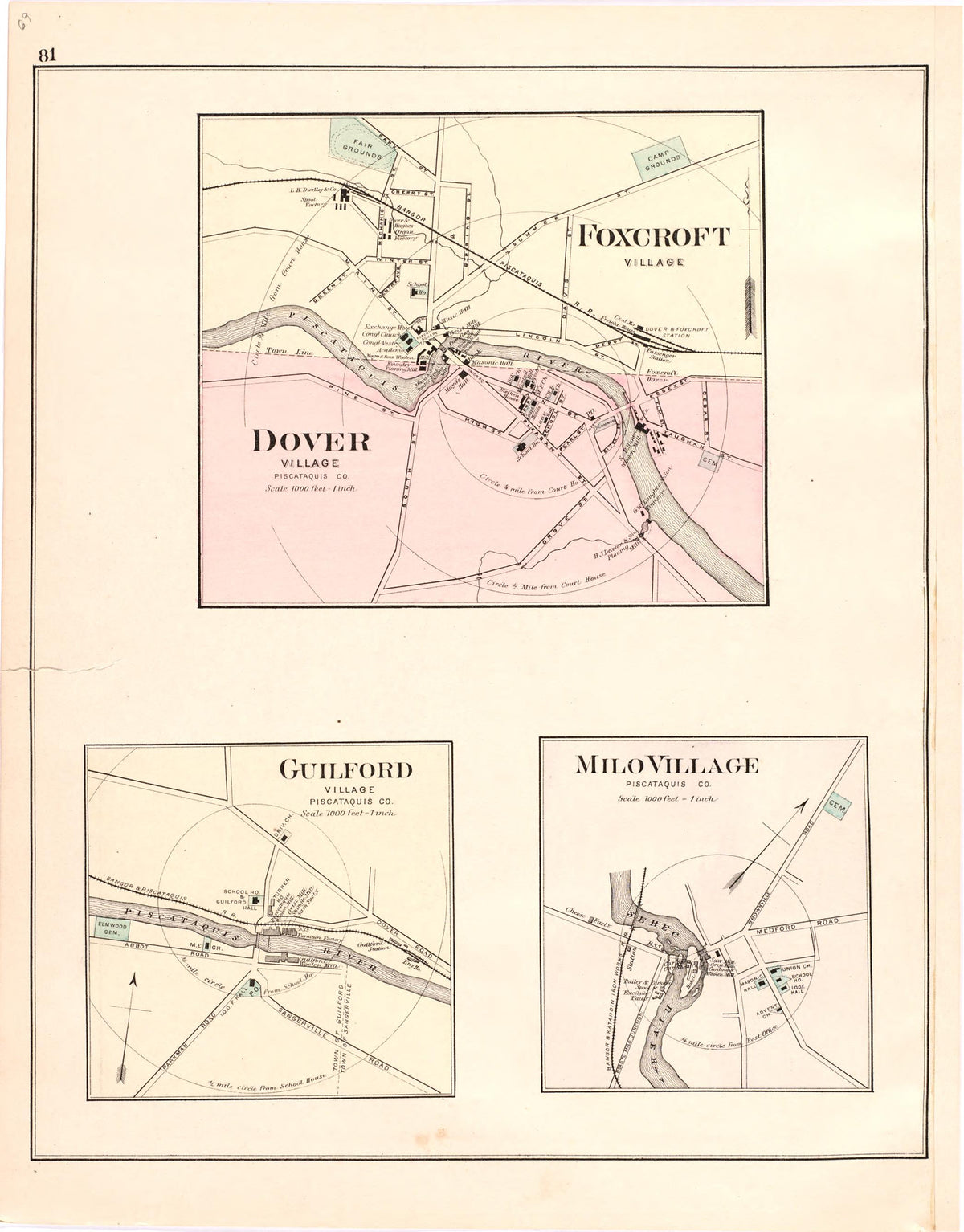 Dover Village; Foxcroft Village; Guilford Village; Milo Village from Colby&