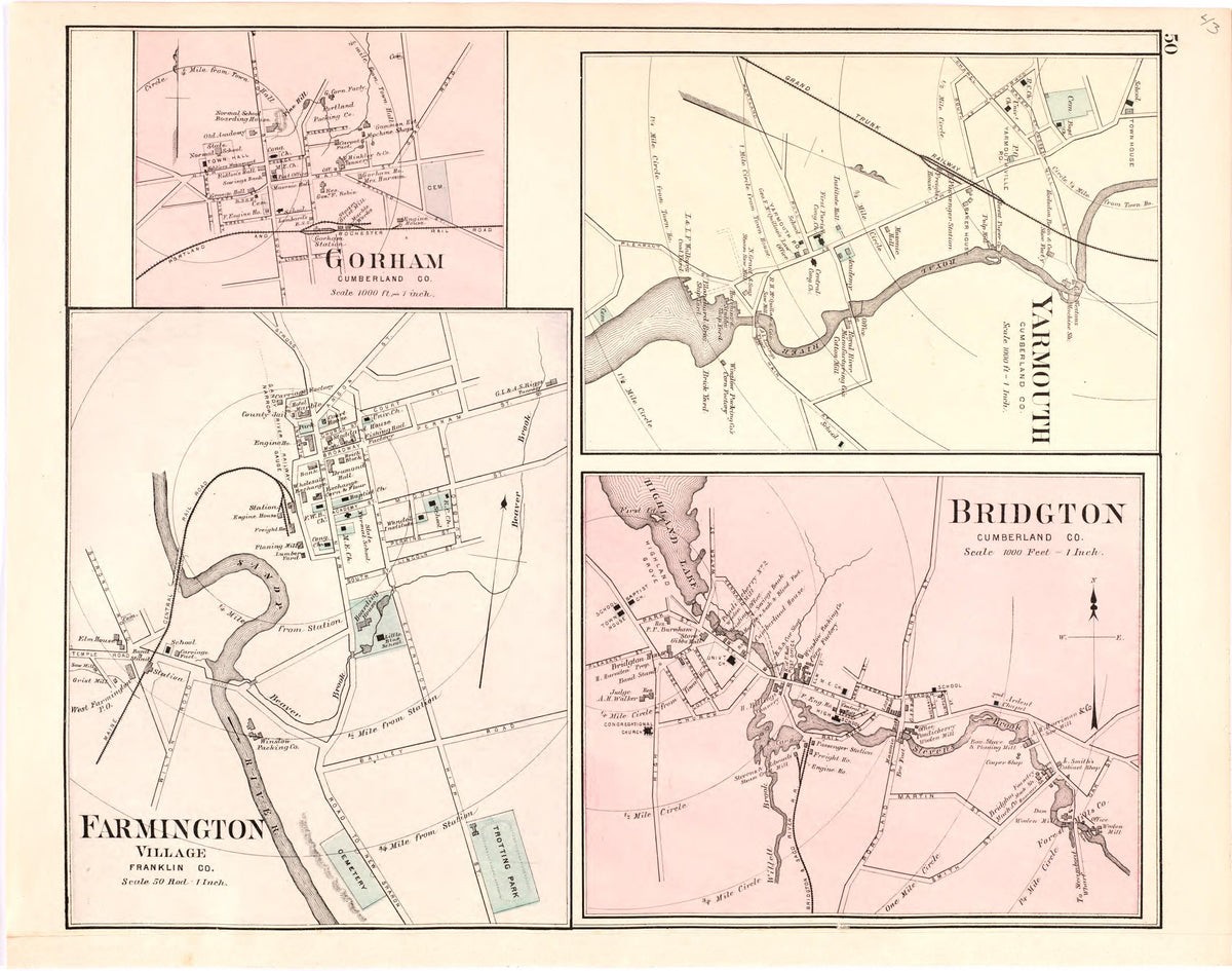 Gorham; Yarmouth; Farmington Village; Bridgton from Colby&