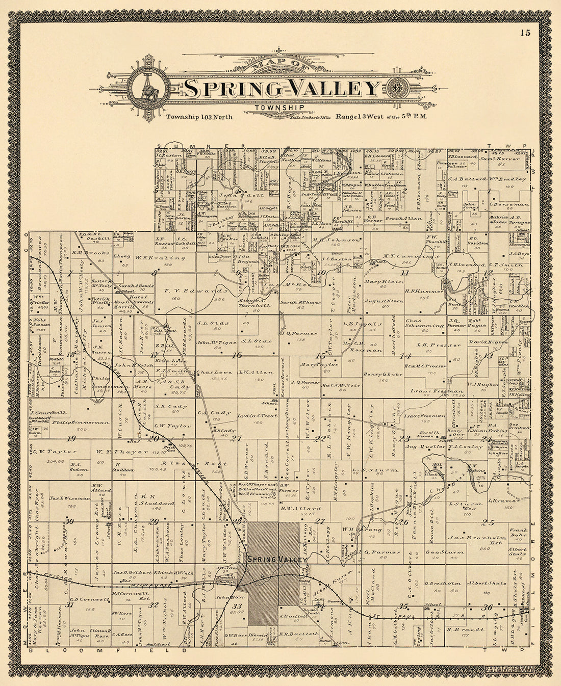 Spring Valley Township from Standard Atlas of Fillmore County, Minnesota 1896