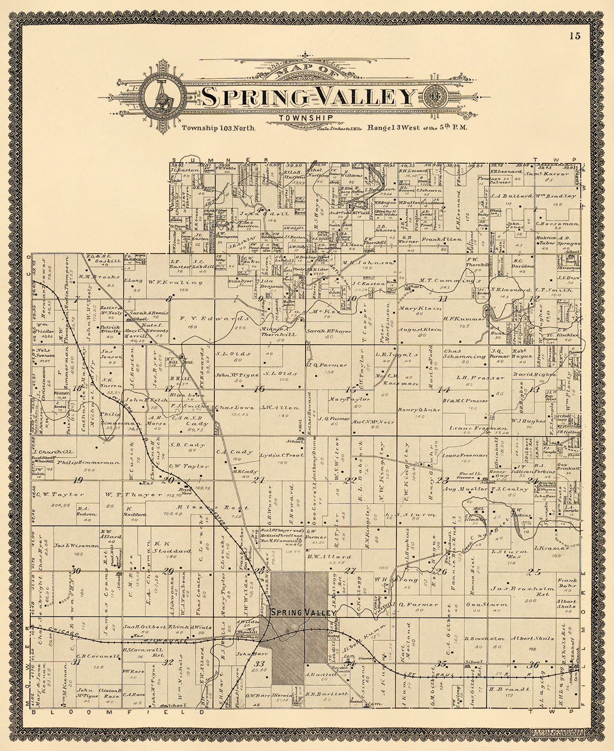 Spring Valley Township from Standard Atlas of Fillmore County, Minnesota 1896