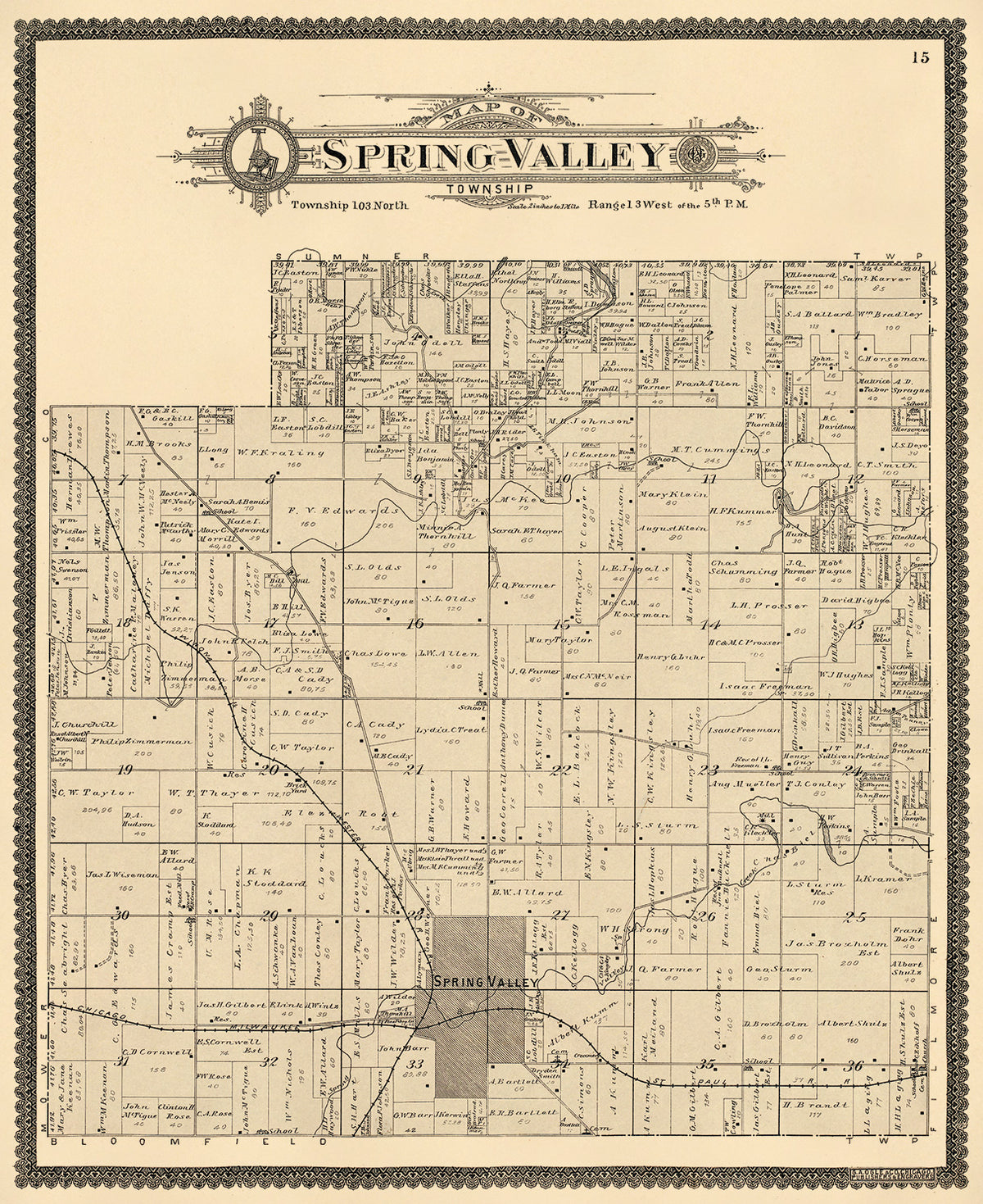 Spring Valley Township from Standard Atlas of Fillmore County, Minnesota 1896 by Relic Map Company