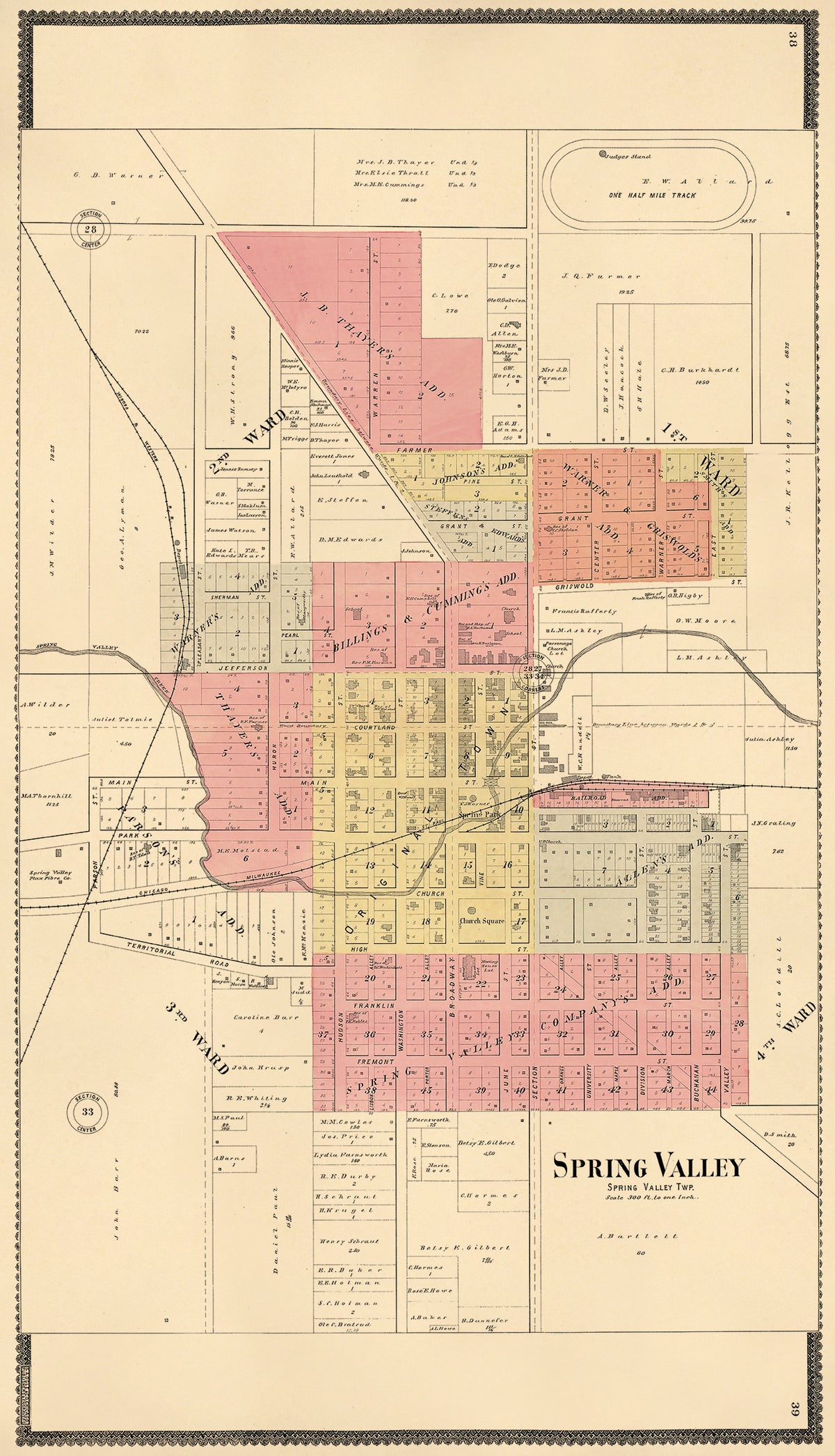 Spring Valley Township from Standard Atlas of Fillmore County, Minnesota 1896 by Relic Map Company