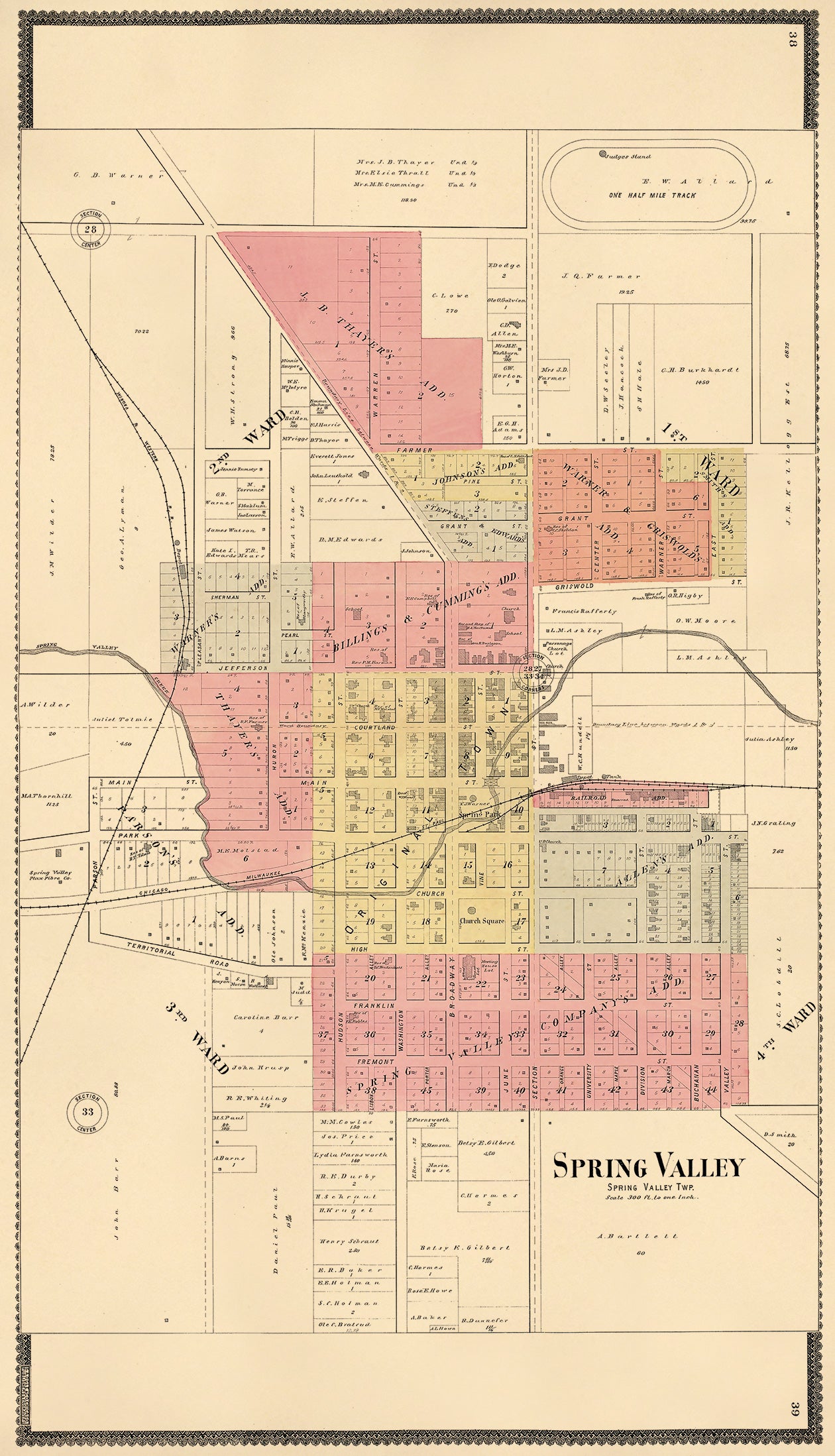 Spring Valley Township from Standard Atlas of Fillmore County, Minnesota 1896