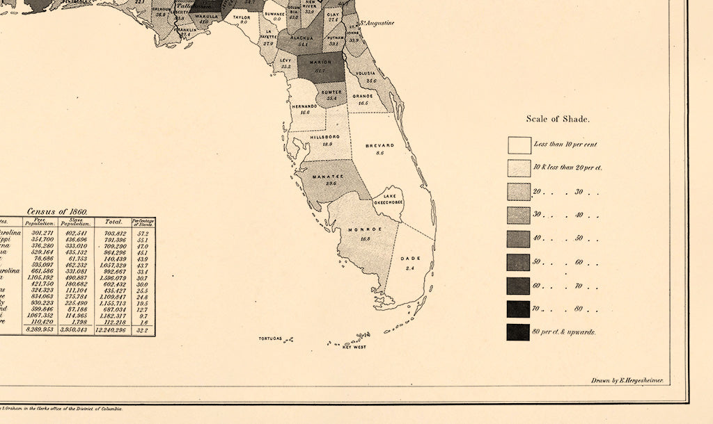 Map Showing the Distribution of the Slave Population of the Southern States of the United States. Compiled from the Census of 1860 1861