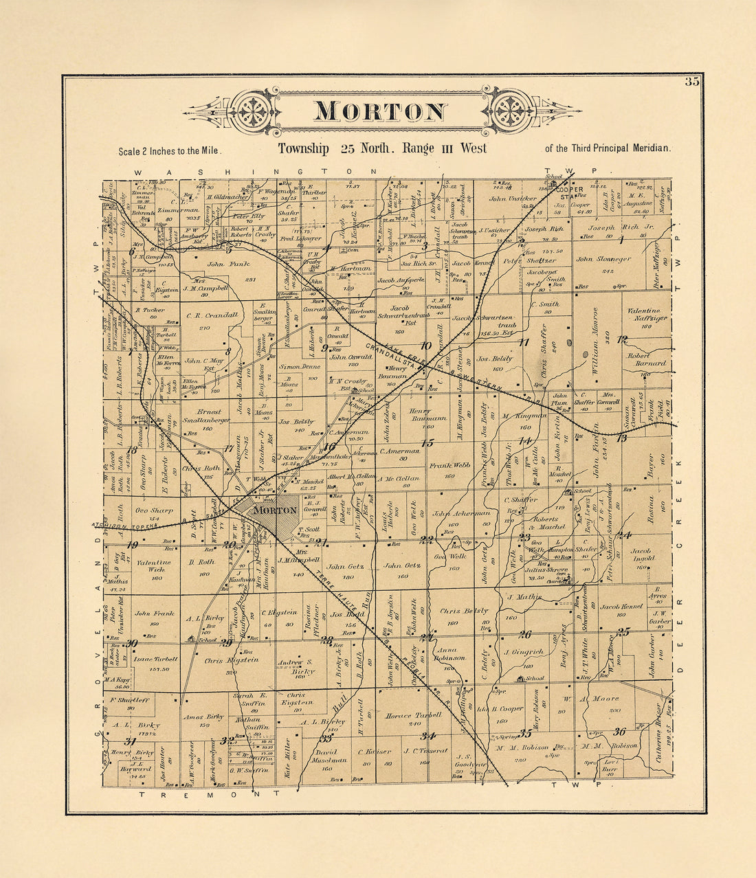 Morton from Plat Book of Tazewell County, Illinois 1891 by Relic Map Company
