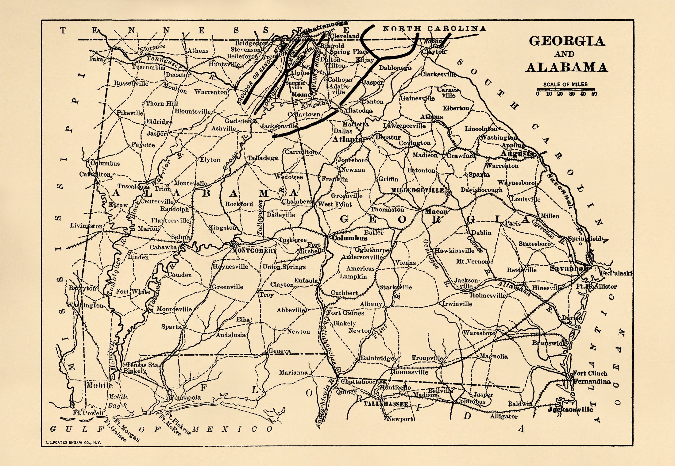 Georgia and Alabama from American Civil War Atlas 1914