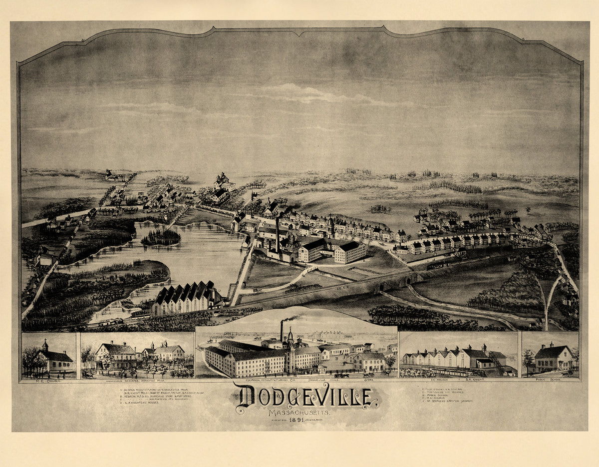 Dodgeville, Massachusetts 1891 by Relic Map Company