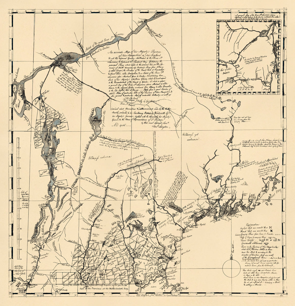 Hampshire In New England & All the Adjacent Country Northward to the River St. Lawrence, & Eastward to Penobscot Bay, Containing the Principal Places Which Relate to the Present War On the Continent of North America 1757