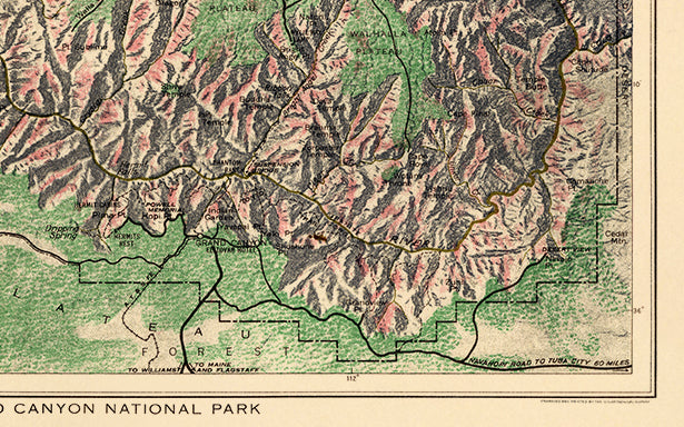 Map of Grand Canyon National Park 1926