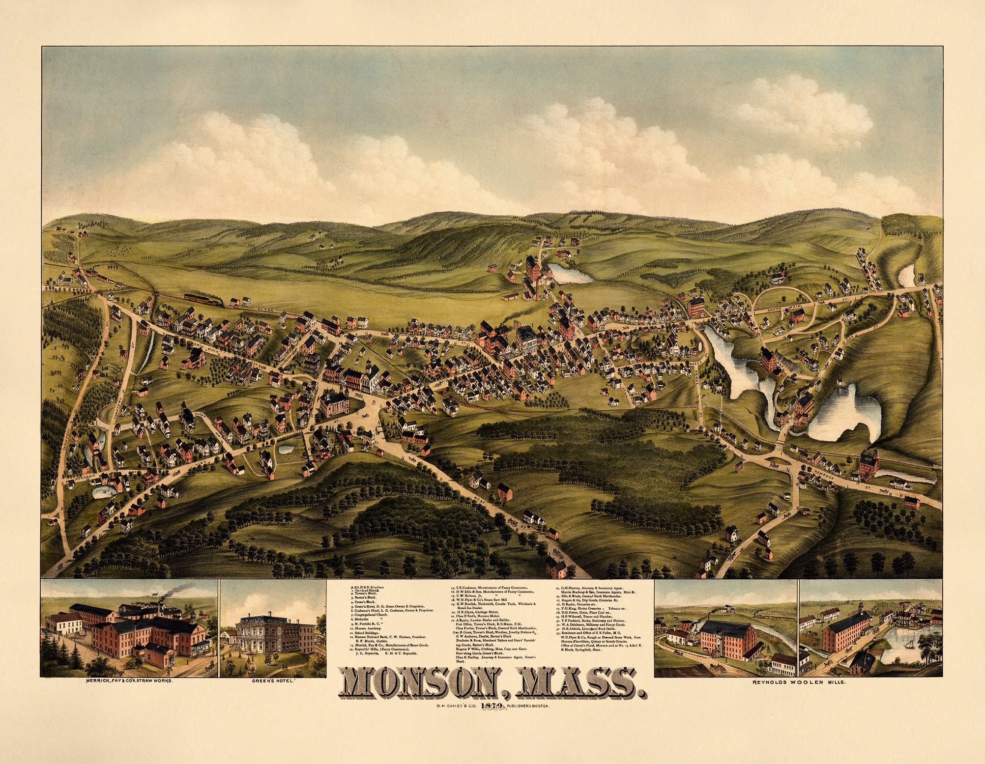 Monson, Massachusetts 1879 by Relic Map Company
