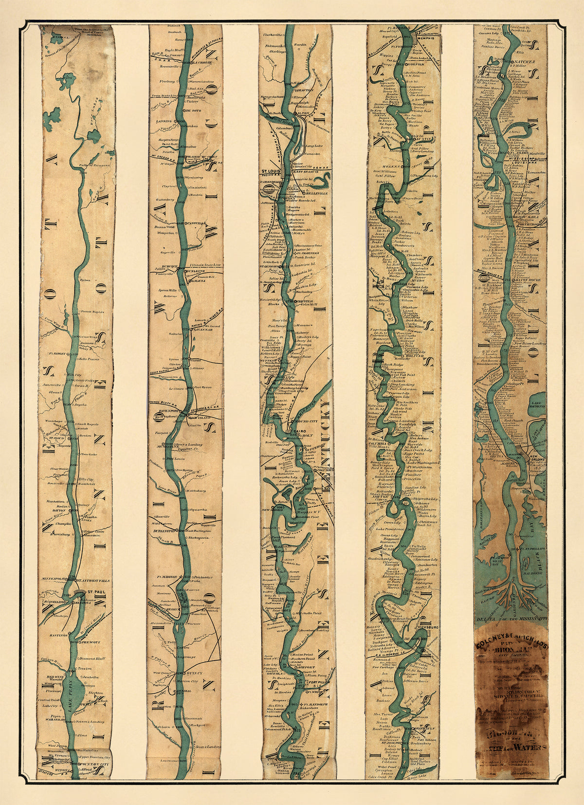 Ribbon Map of the Father of Waters in 1866