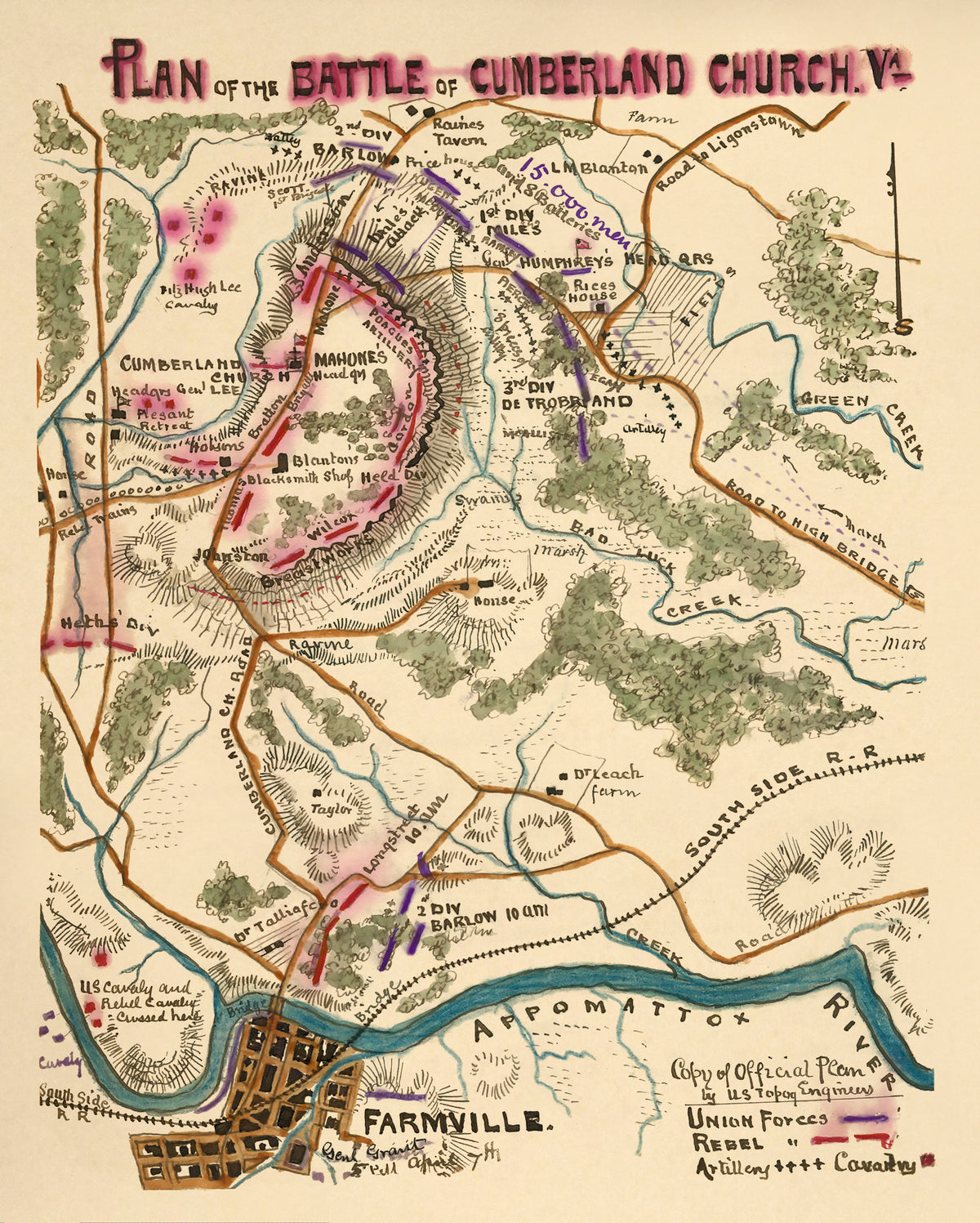 Plan of the Battle of Cumberland Church, Va in 04-07 by Relic Map Company