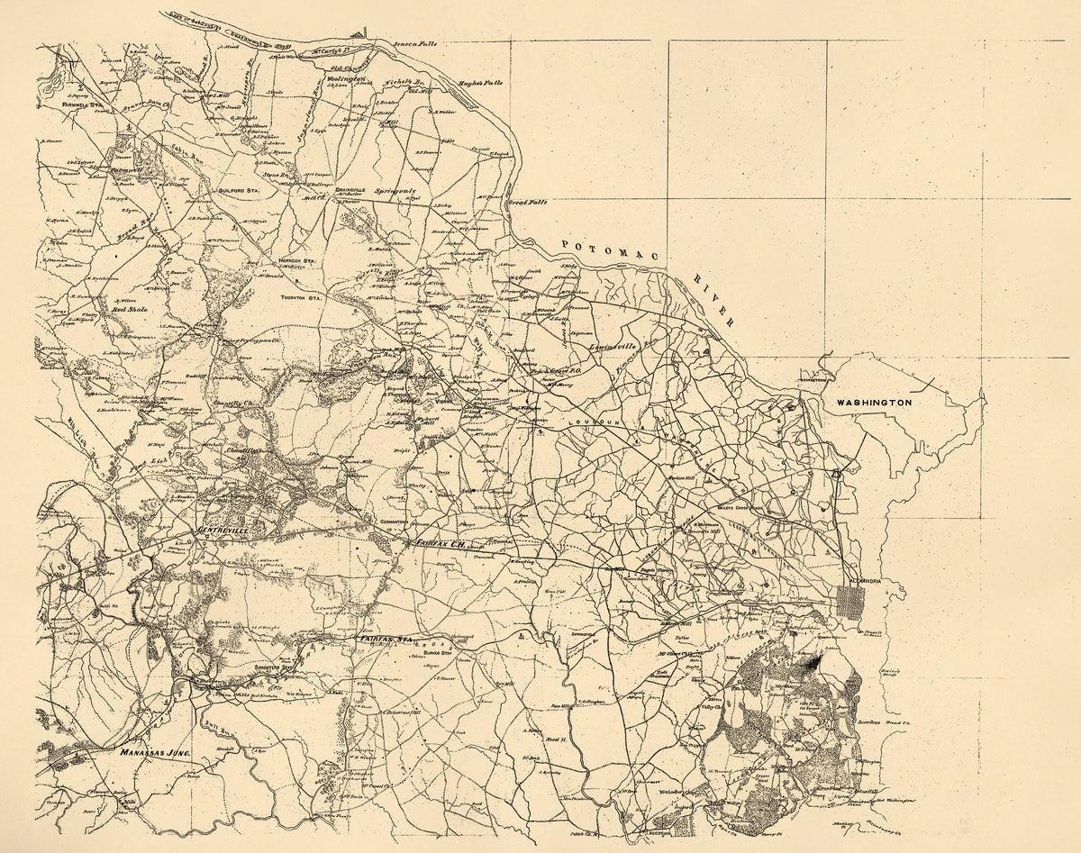 Map of Fairfax and Alexandria Counties, Virginia, and Parts of Adjoining Counties 1864