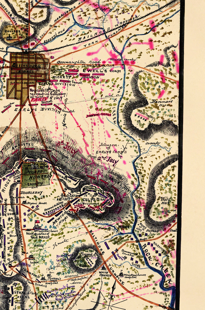 The Battle of Gettysburg Penna. Showing Positions Held July 2nd, 1863 in 07-02