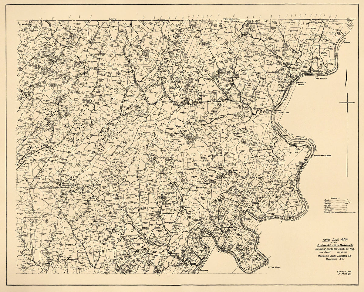 Farm Line Map of Cass, Grant & Clay Dist&