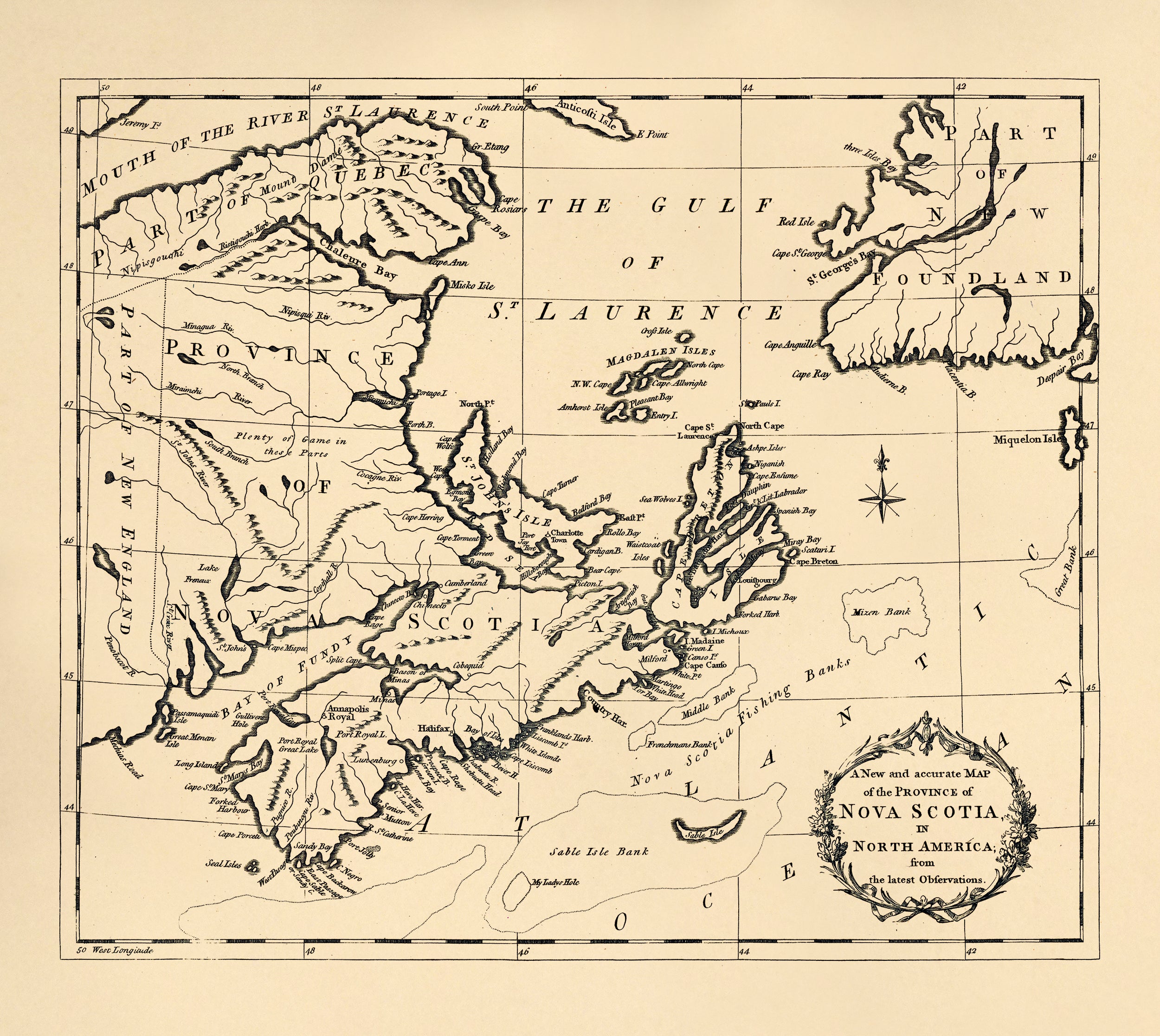 A New and Accurate Map of the Province of Nova Scotia In North America : from the Latest Observations 1781