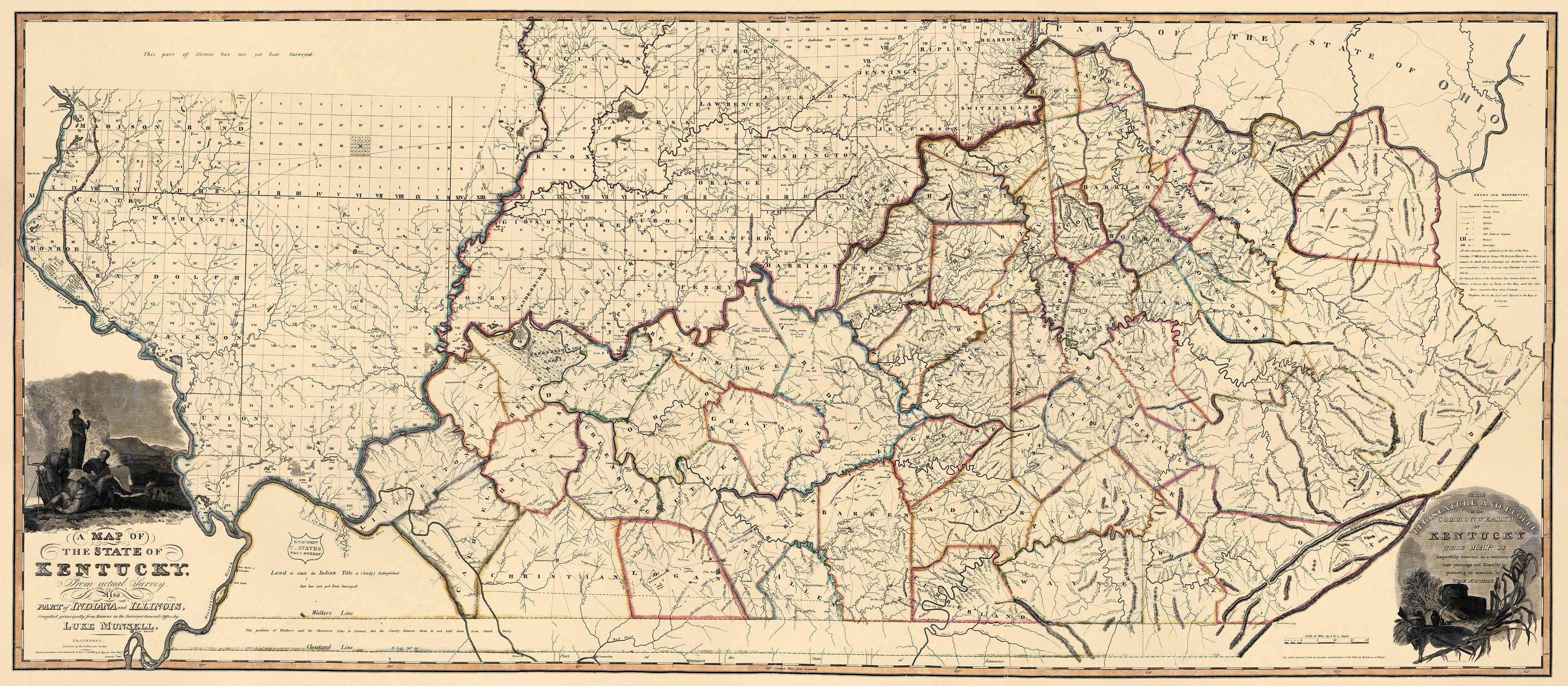 A Map of the State of Kentucky : from Actual Survey ; Also Part of Indiana and Illinois 1818