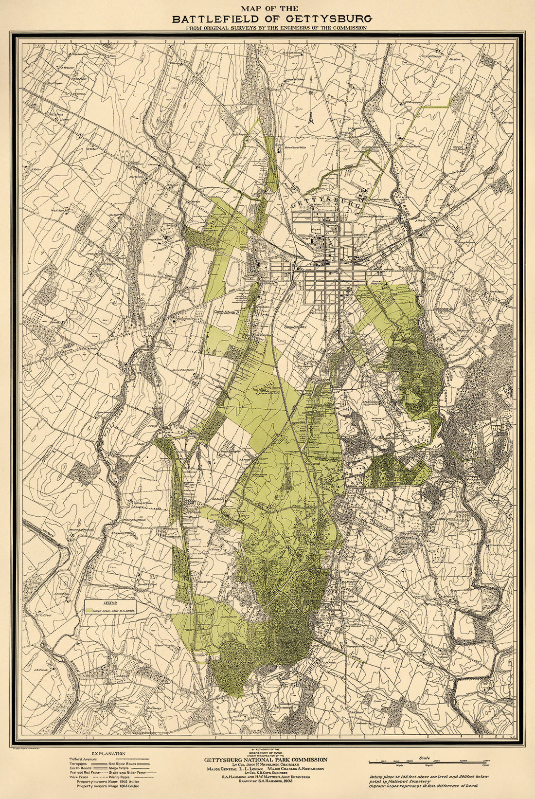 Map of the Battlefield of Gettysburg from Original Surveys by the Engineers of the Commission 1903