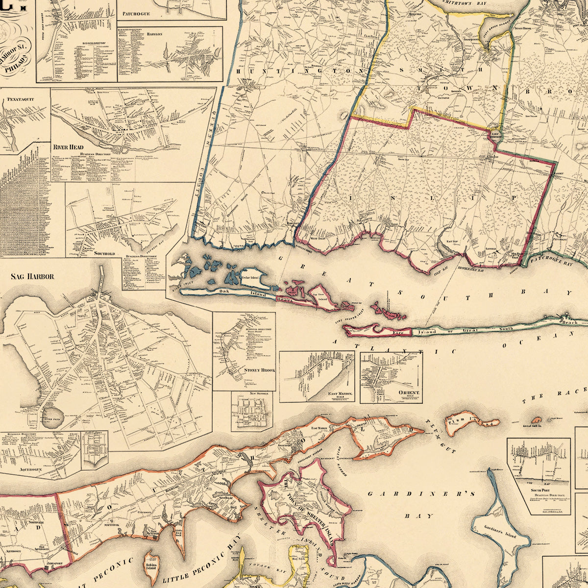 Map of Suffolk County, L.I., New York : from Actual Surveys 1858